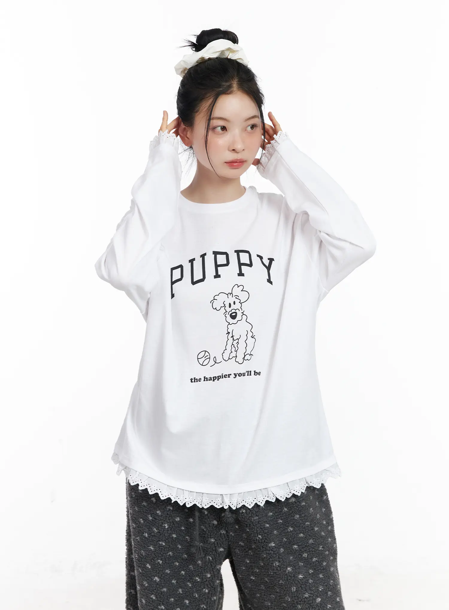 Oversized Graphic Lace Tee CJ519 - Image 2