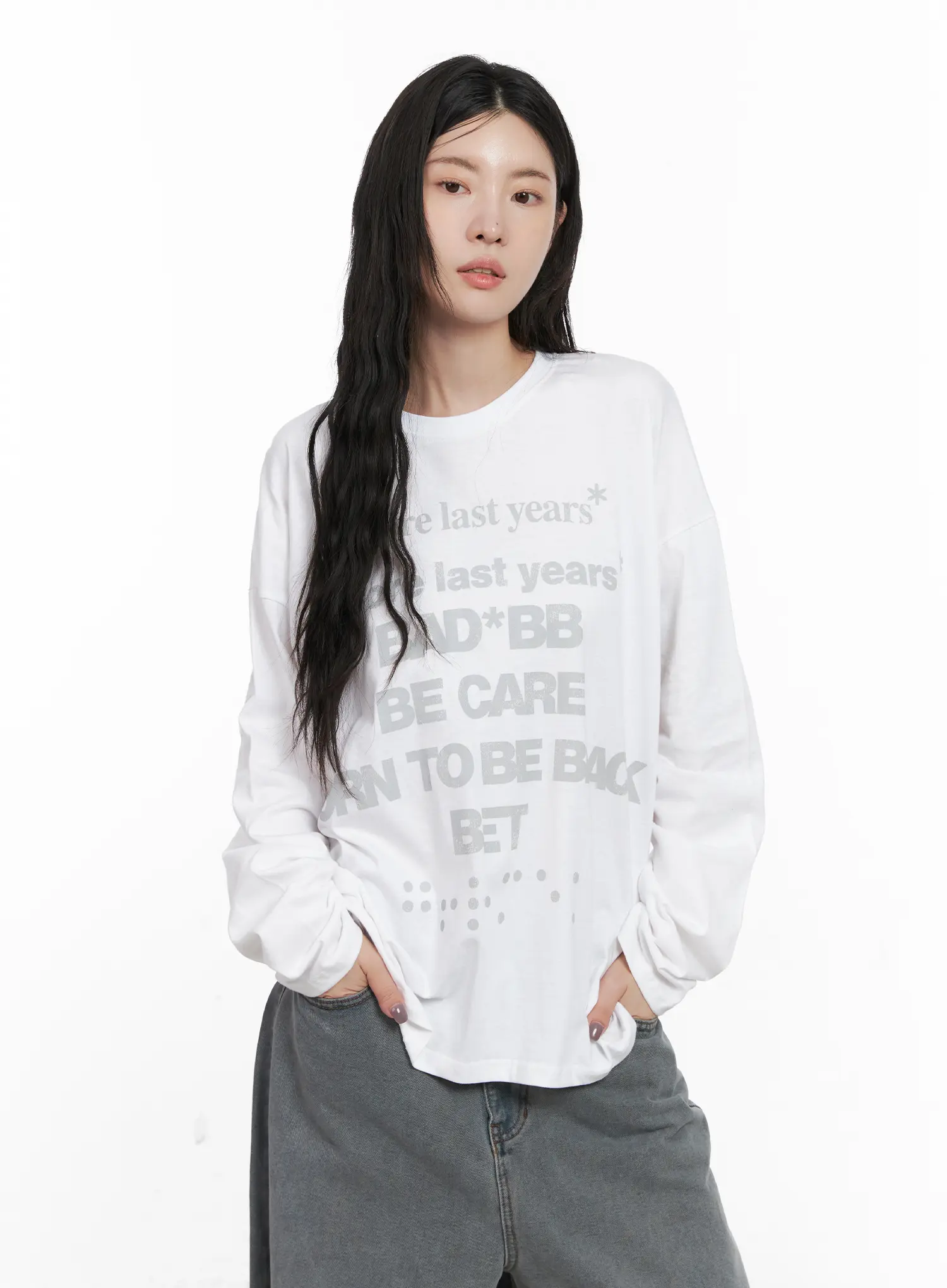 Oversized Graphic Long Sleeve Shirt CN512 - Image 10