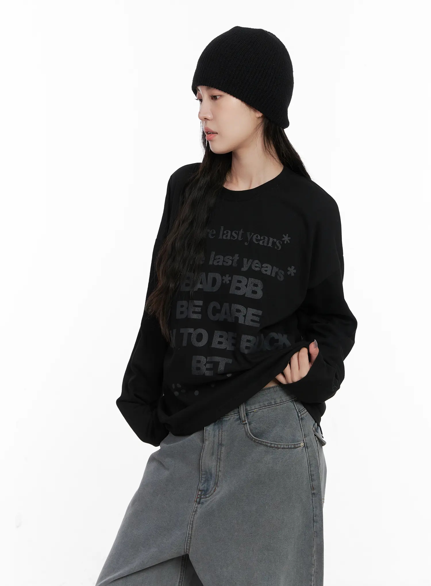 Oversized Graphic Long Sleeve Shirt CN512 - Image 11