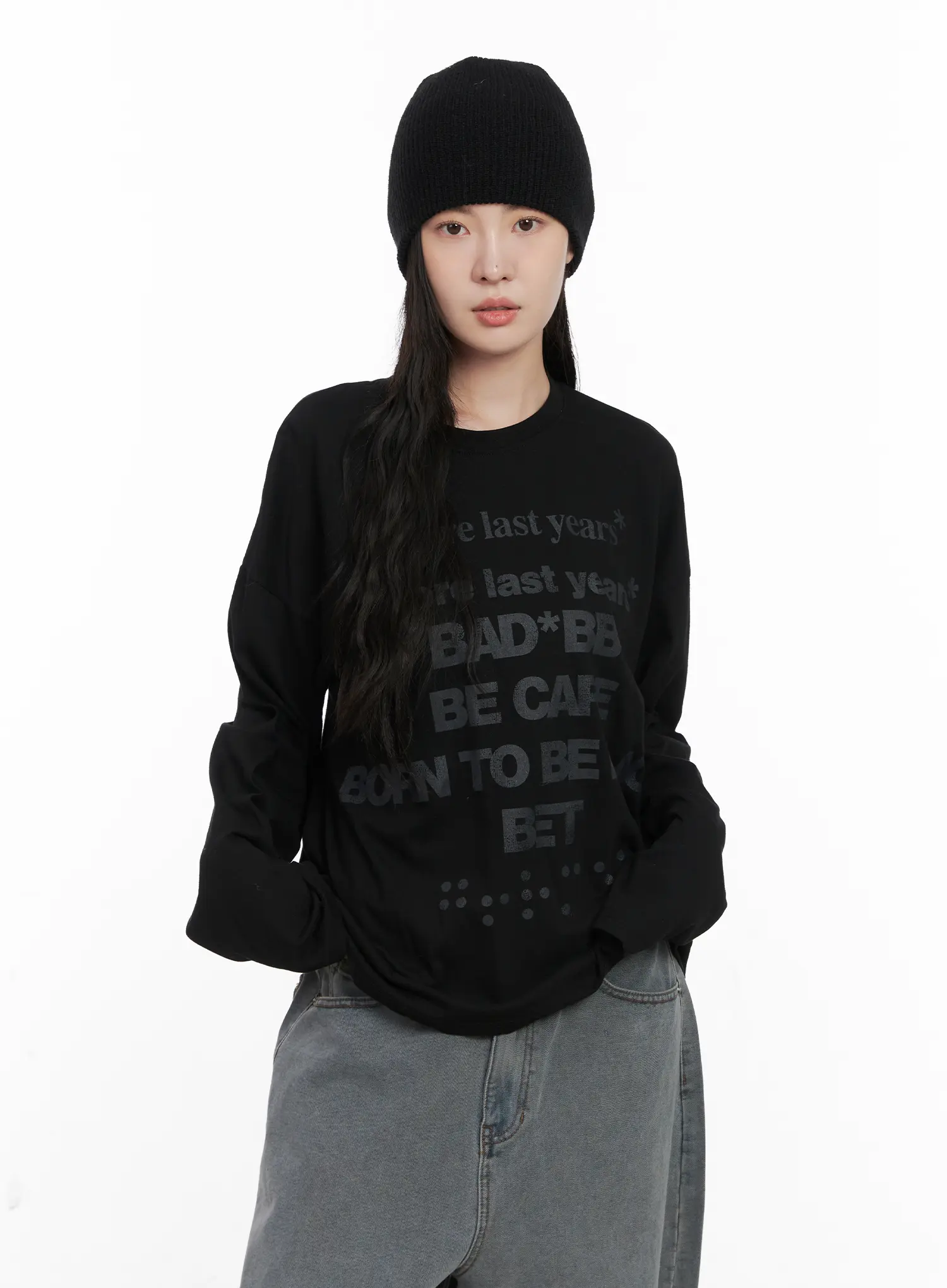 Oversized Graphic Long Sleeve Shirt CN512 - Image 2