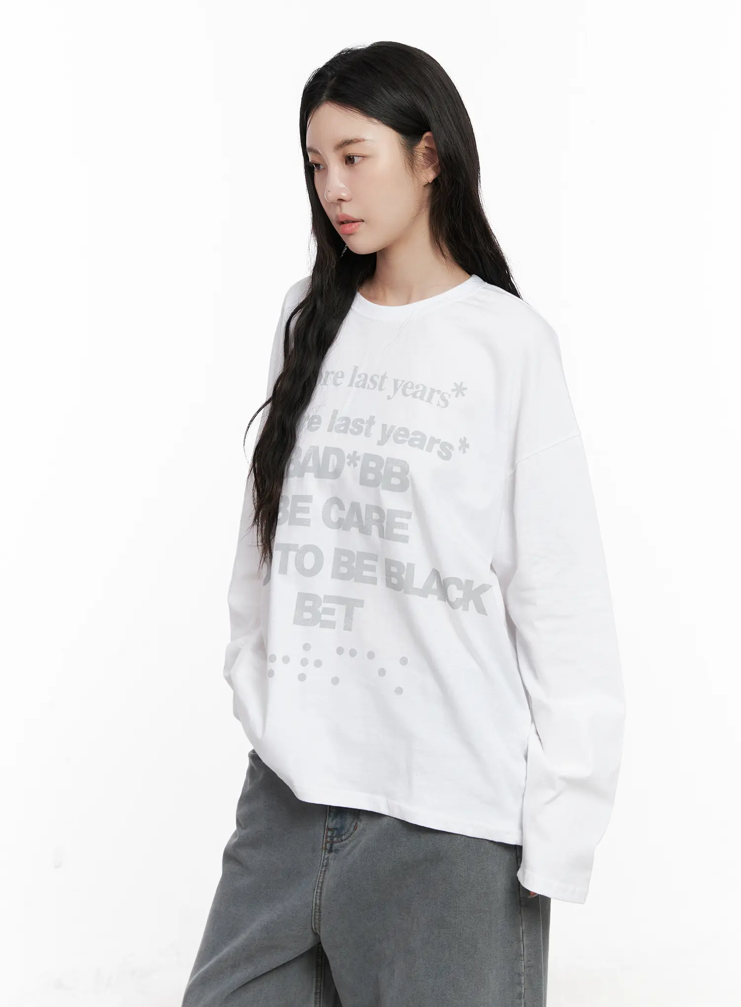 Oversized Graphic Long Sleeve Shirt CN512 - Image 6