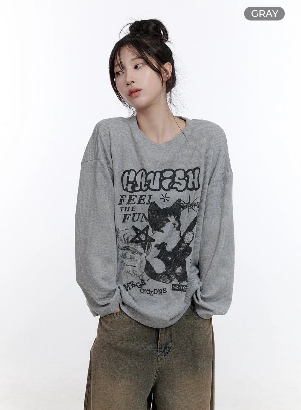 Oversized Graphic Long Sleeve T-Shirt CO418 - Image 10