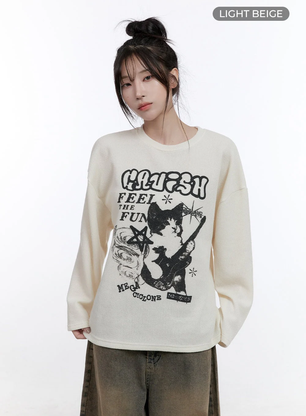 Oversized Graphic Long Sleeve T-Shirt CO418 - Image 7