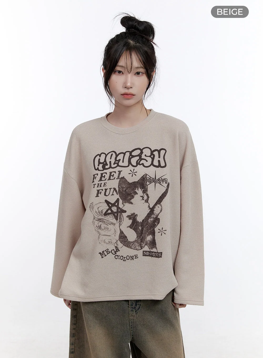Oversized Graphic Long Sleeve T-Shirt CO418 - Image 9