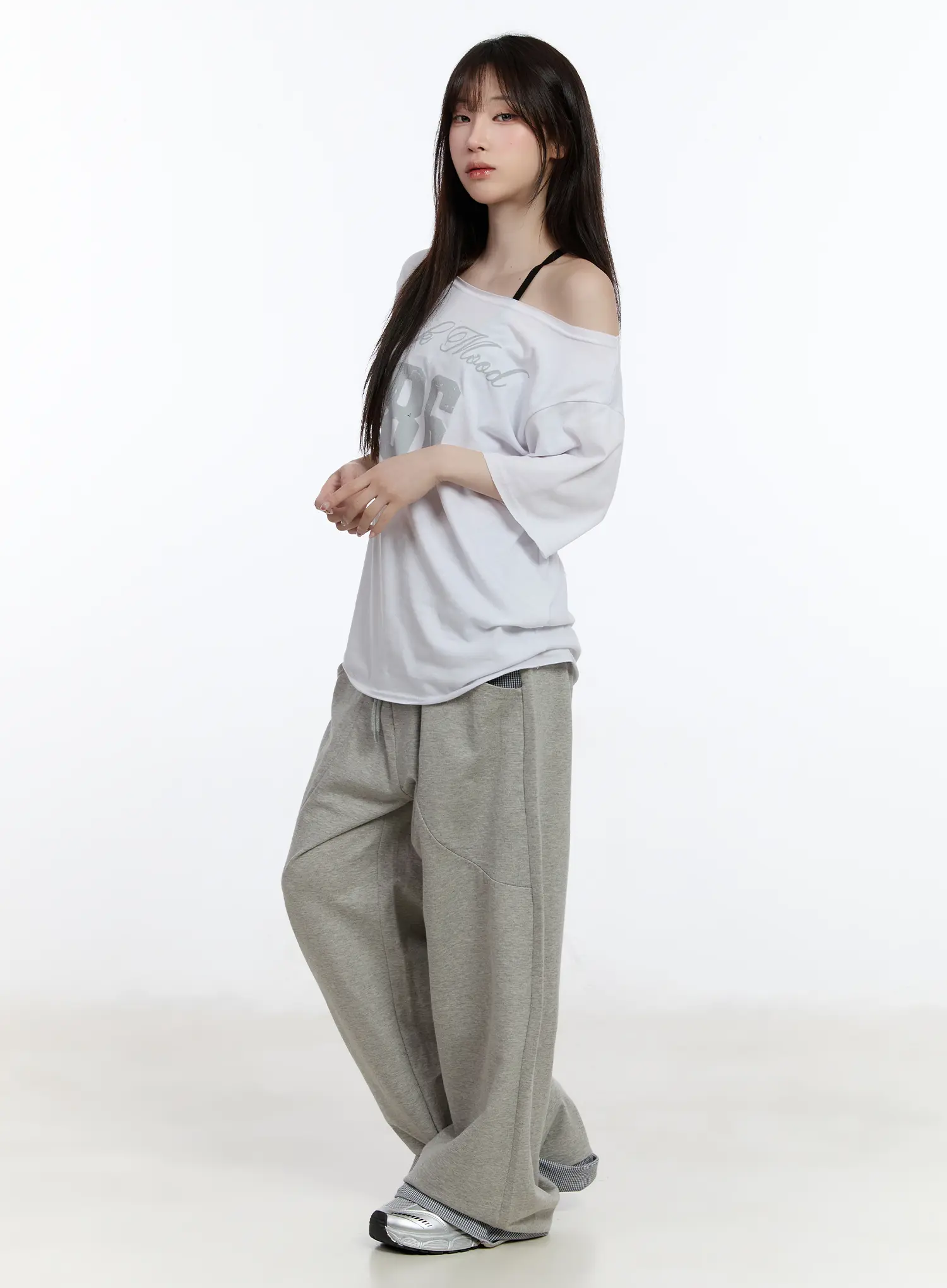 Oversized Graphic One-Shoulder T-Shirt CA502 - Image 4