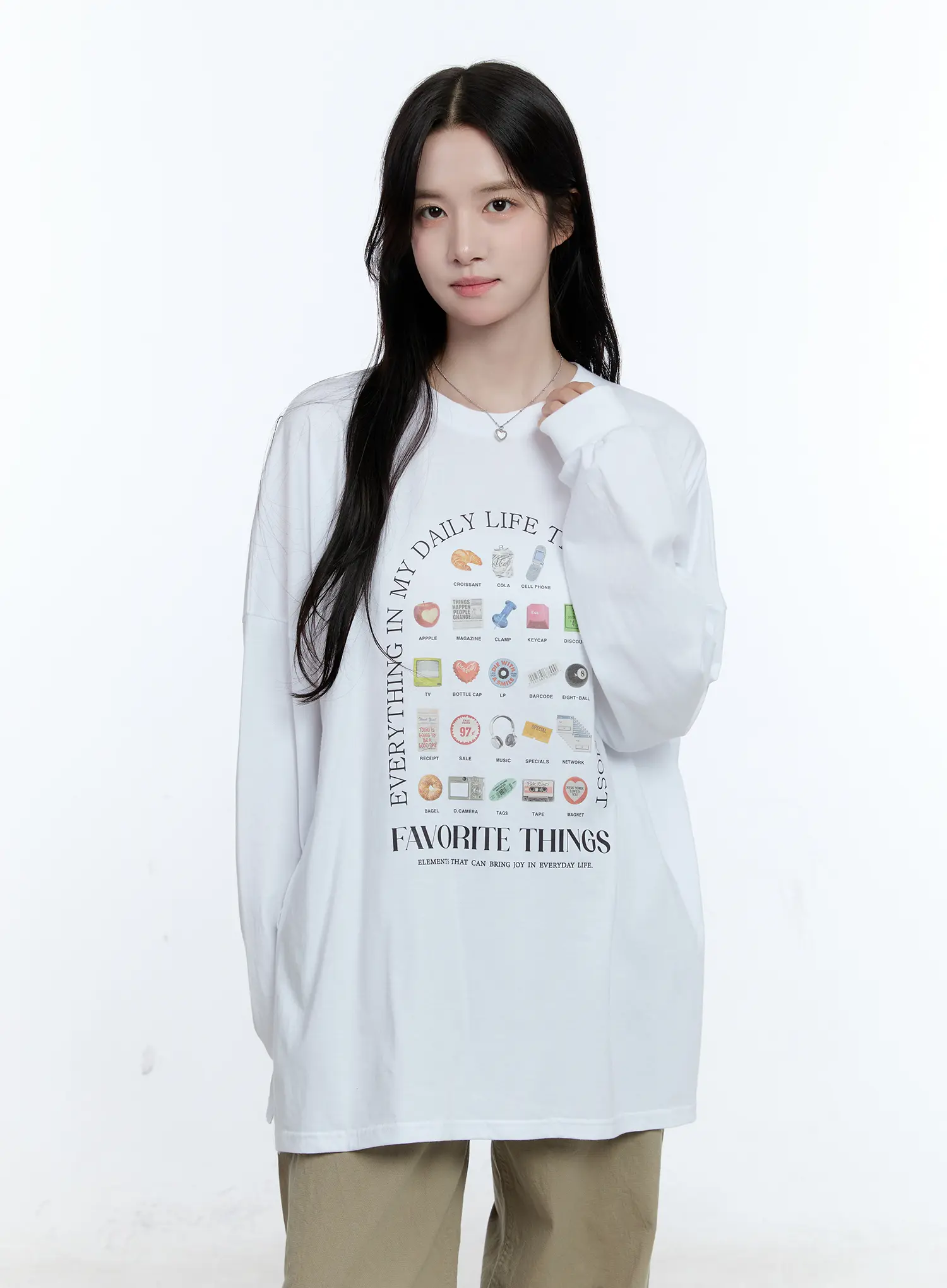 Oversized Graphic Print Long Sleeve Tee CG513 - Image 10