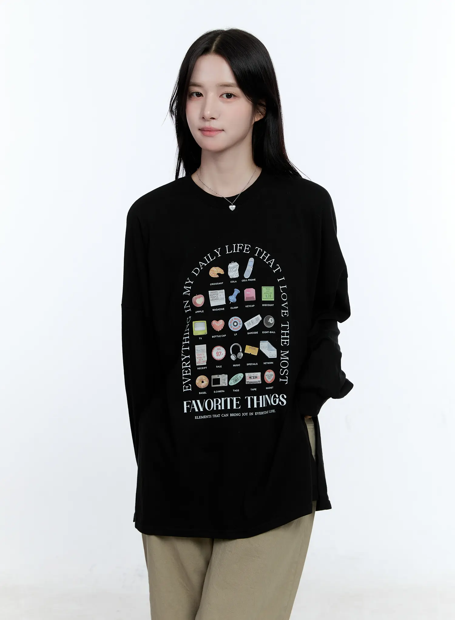 Oversized Graphic Print Long Sleeve Tee CG513 - Image 11