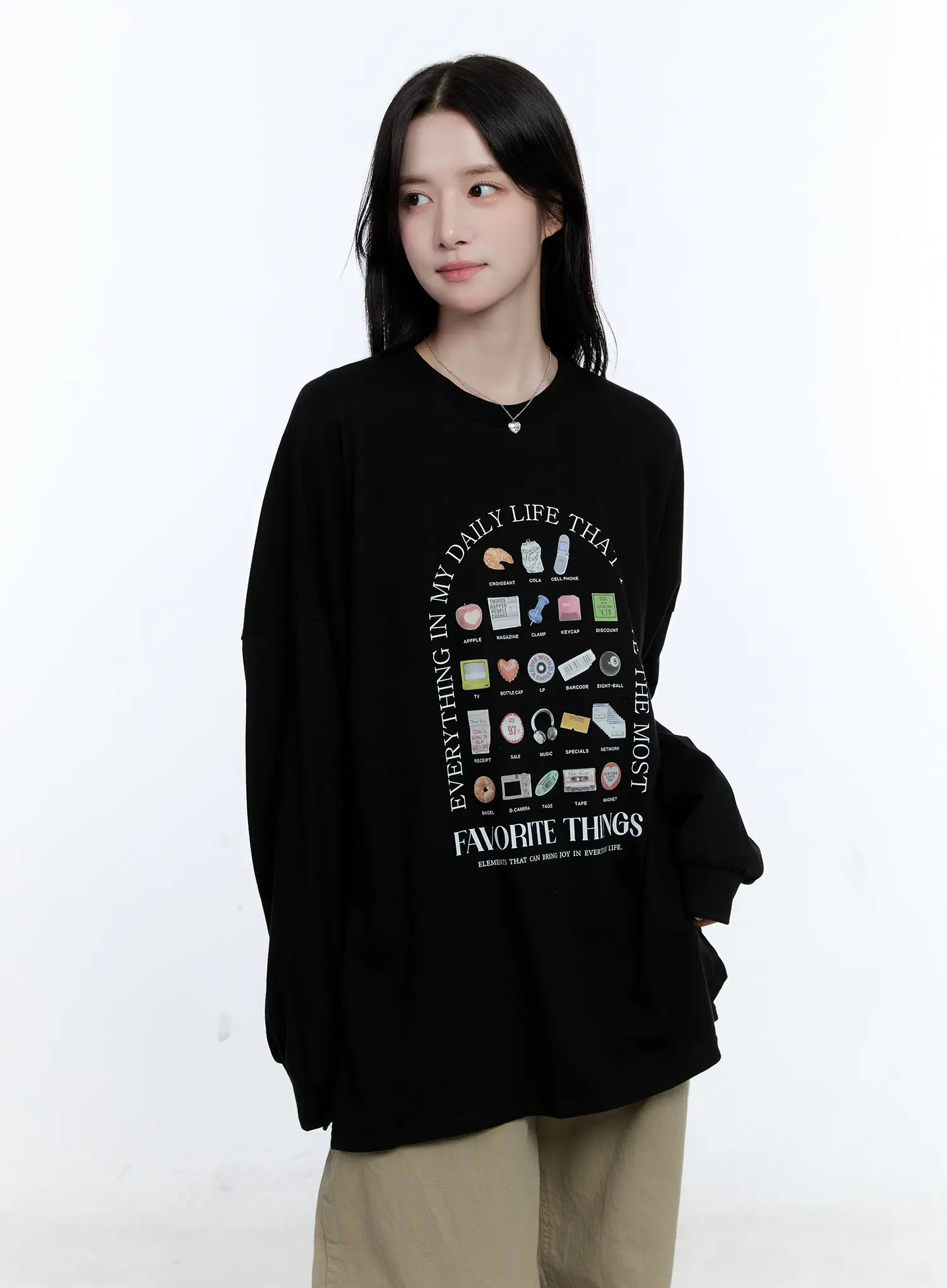 Oversized Graphic Print Long Sleeve Tee CG513 - Image 2