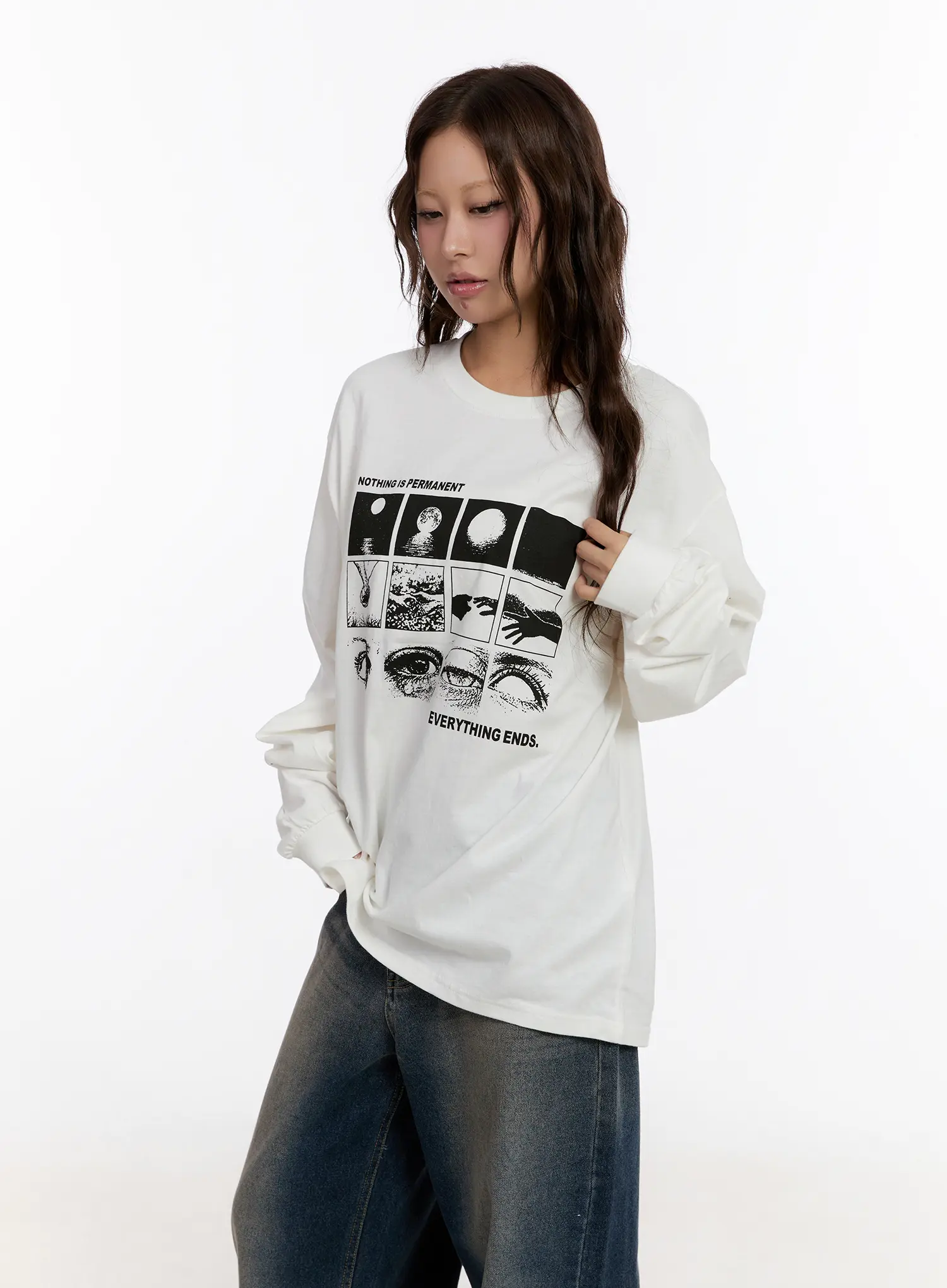 Oversized Graphic Print Long Sleeve Top CN527 - Image 10
