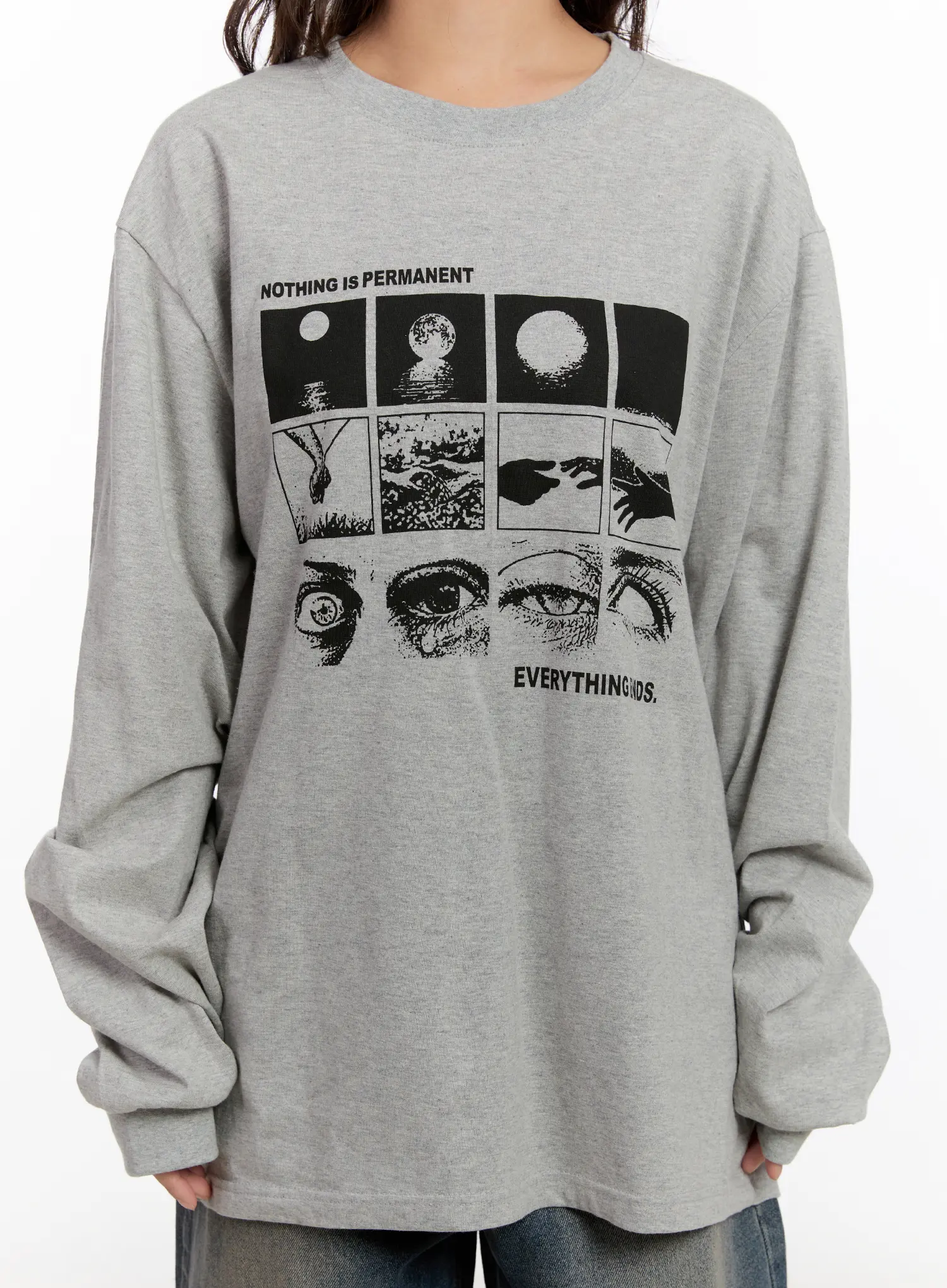 Oversized Graphic Print Long Sleeve Top CN527 - Image 4
