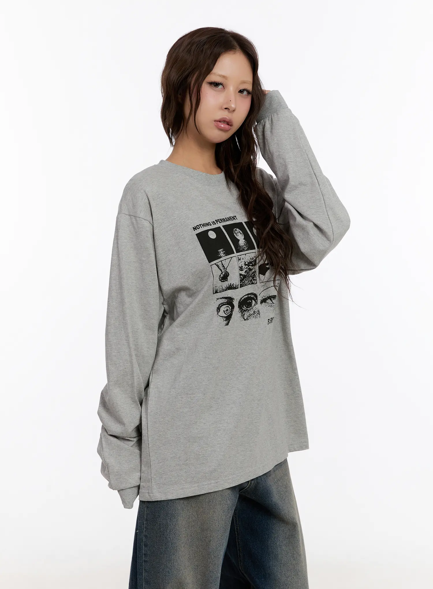 Oversized Graphic Print Long Sleeve Top CN527 - Image 5