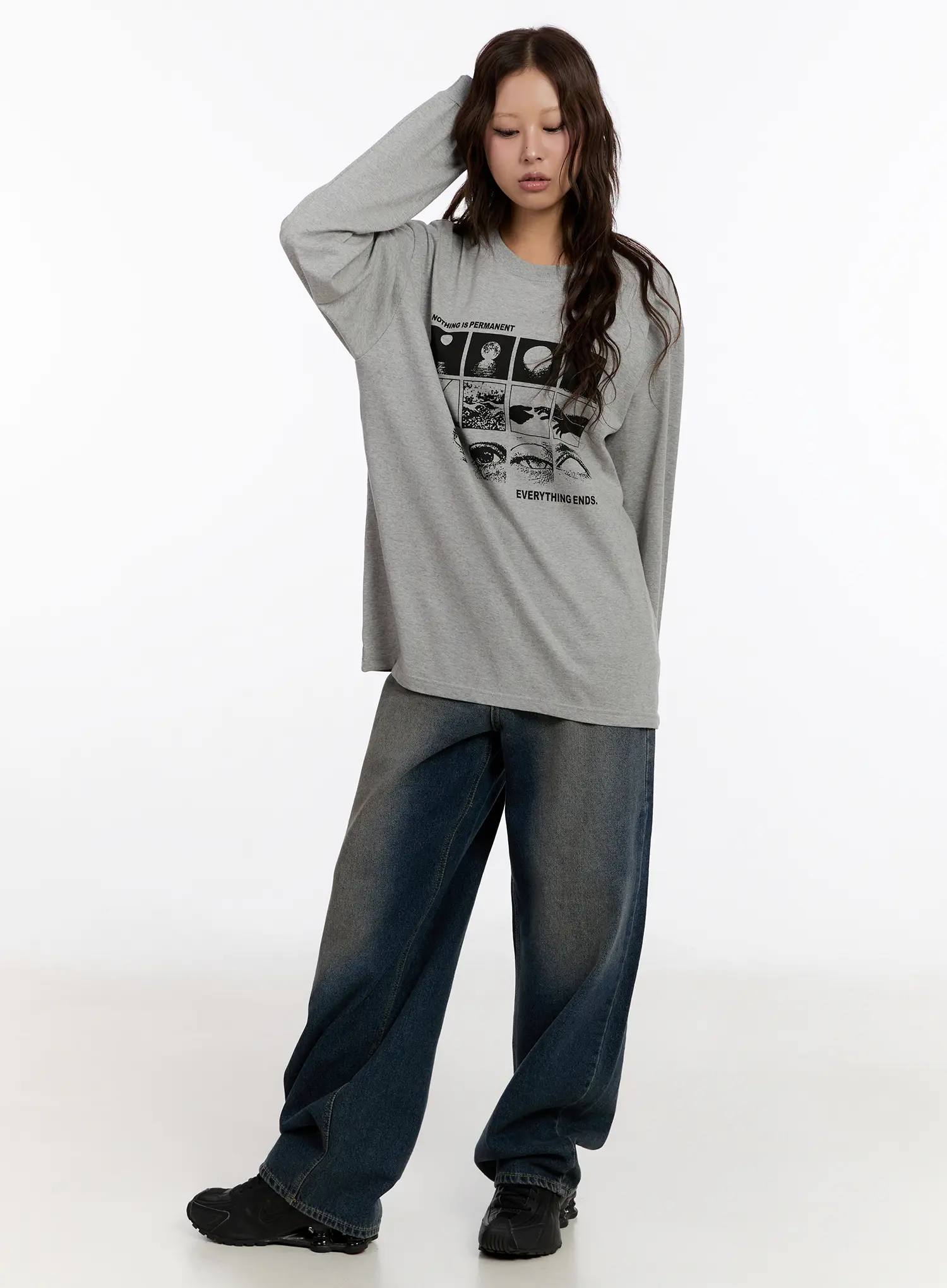 Oversized Graphic Print Long Sleeve Top CN527 - Image 9