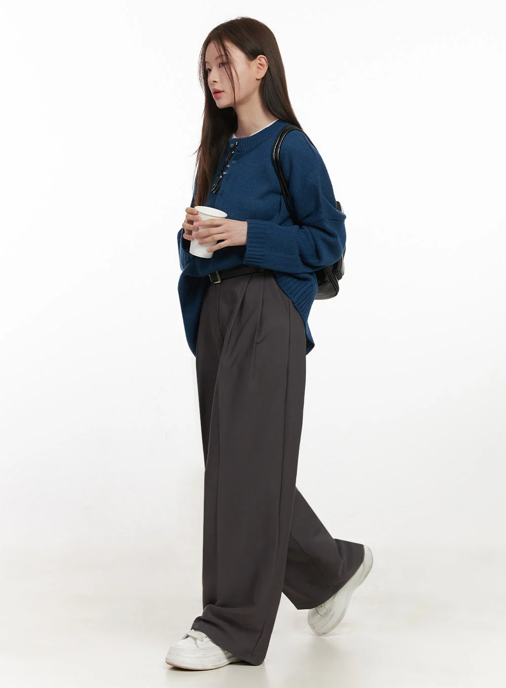 Oversized Half-Button Sweater IJ527 - Image 3