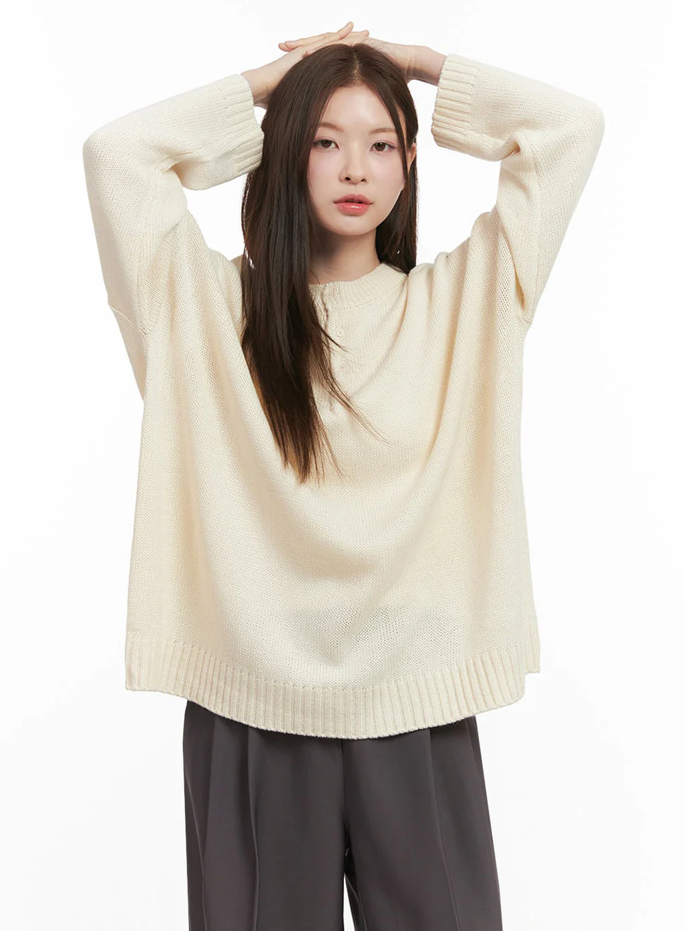 Oversized Half-Button Sweater IJ527 - Image 6