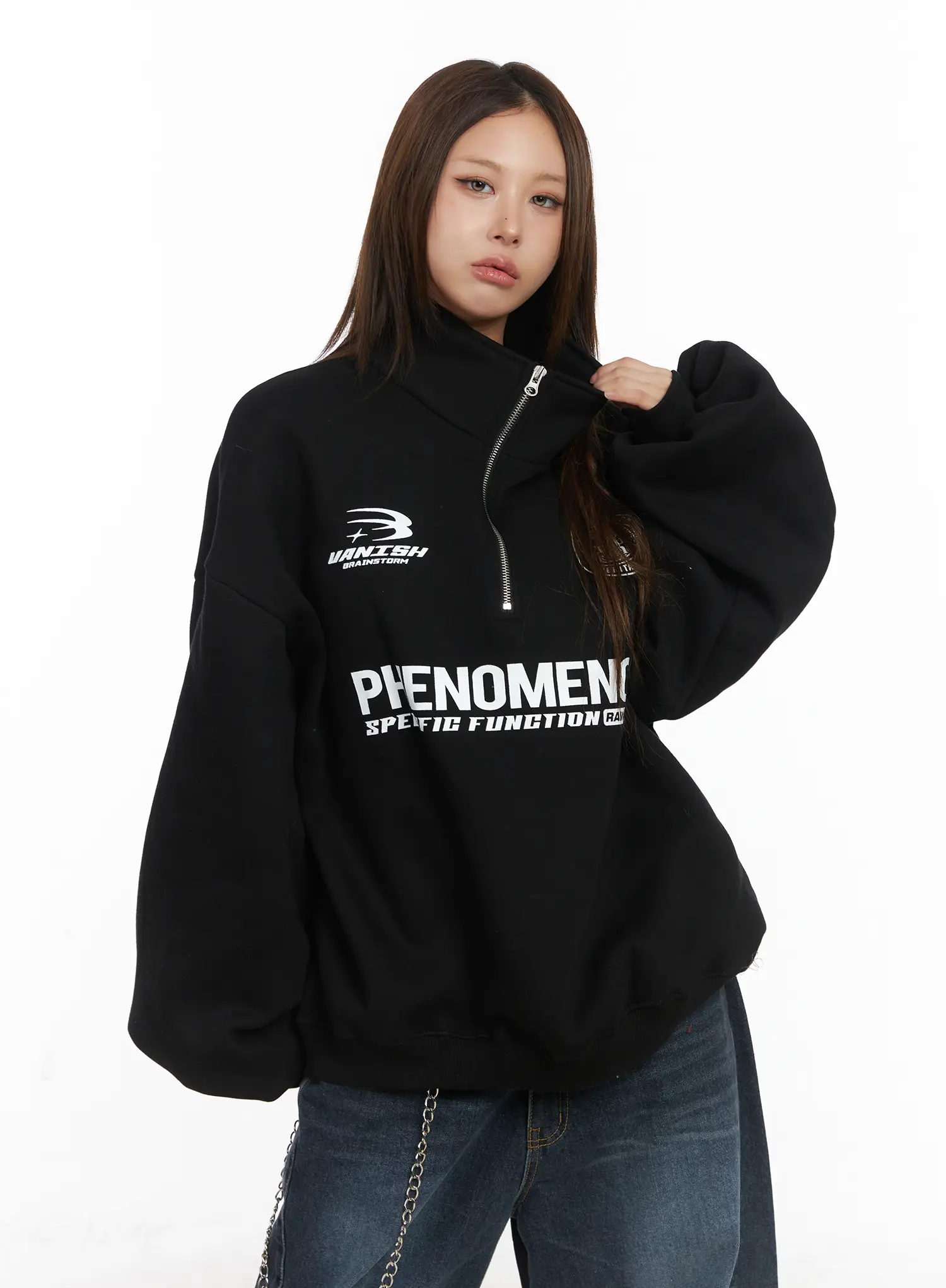 Oversized Half-Zipped Jumper CJ513 - Image 2
