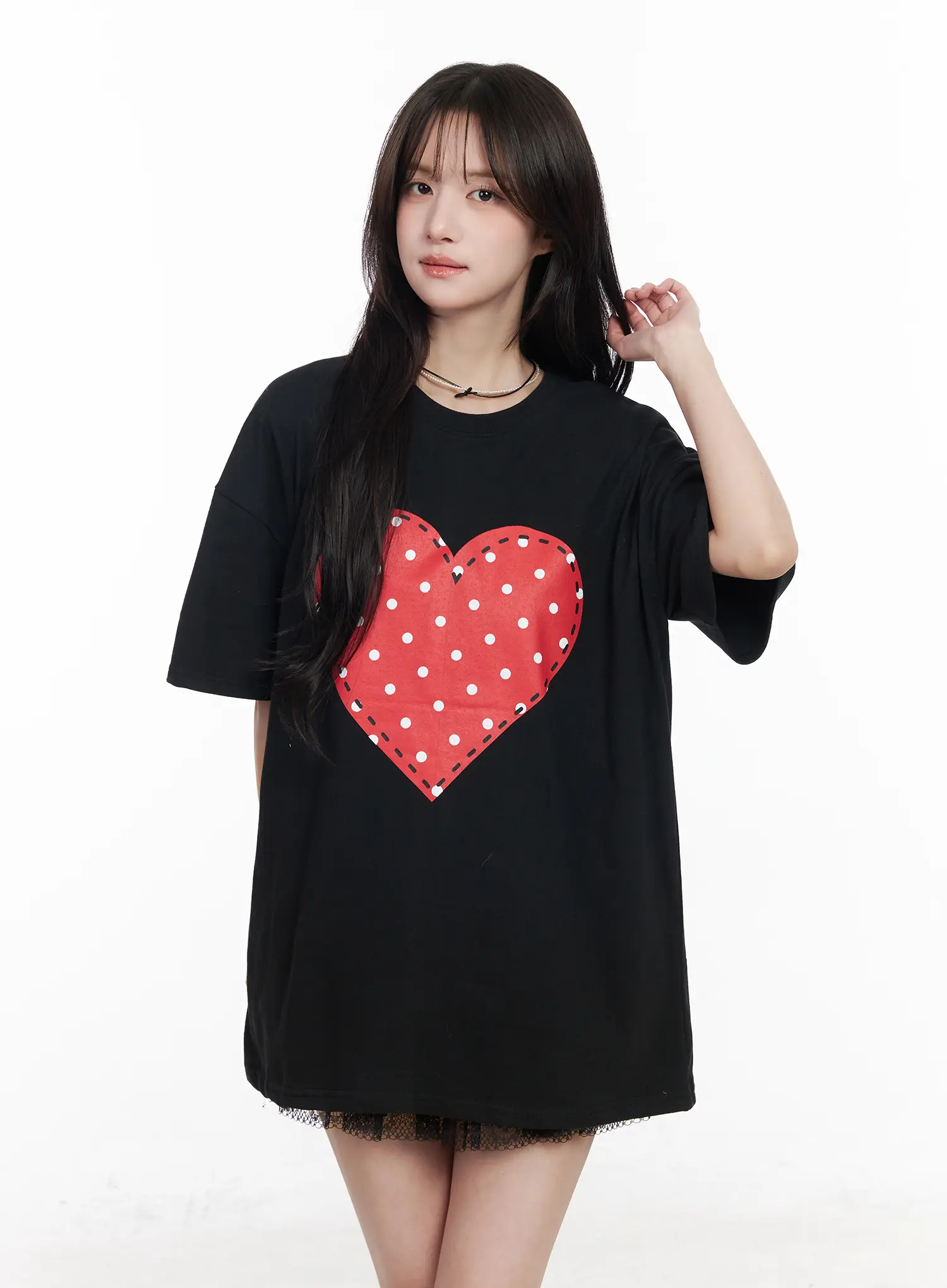 Oversized Heart Graphic Tee CM531 - Image 10