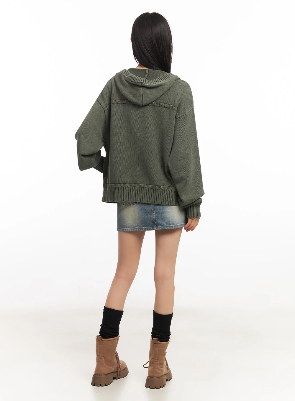 Oversized Hooded Cardigan IA528 - Image 10
