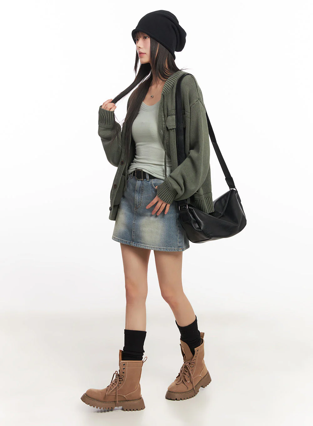 Oversized Hooded Cardigan IA528 - Image 3