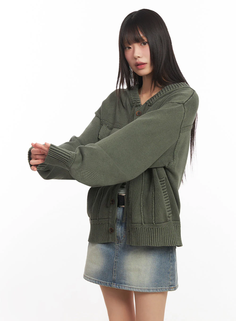 Oversized Hooded Cardigan IA528 - Image 5