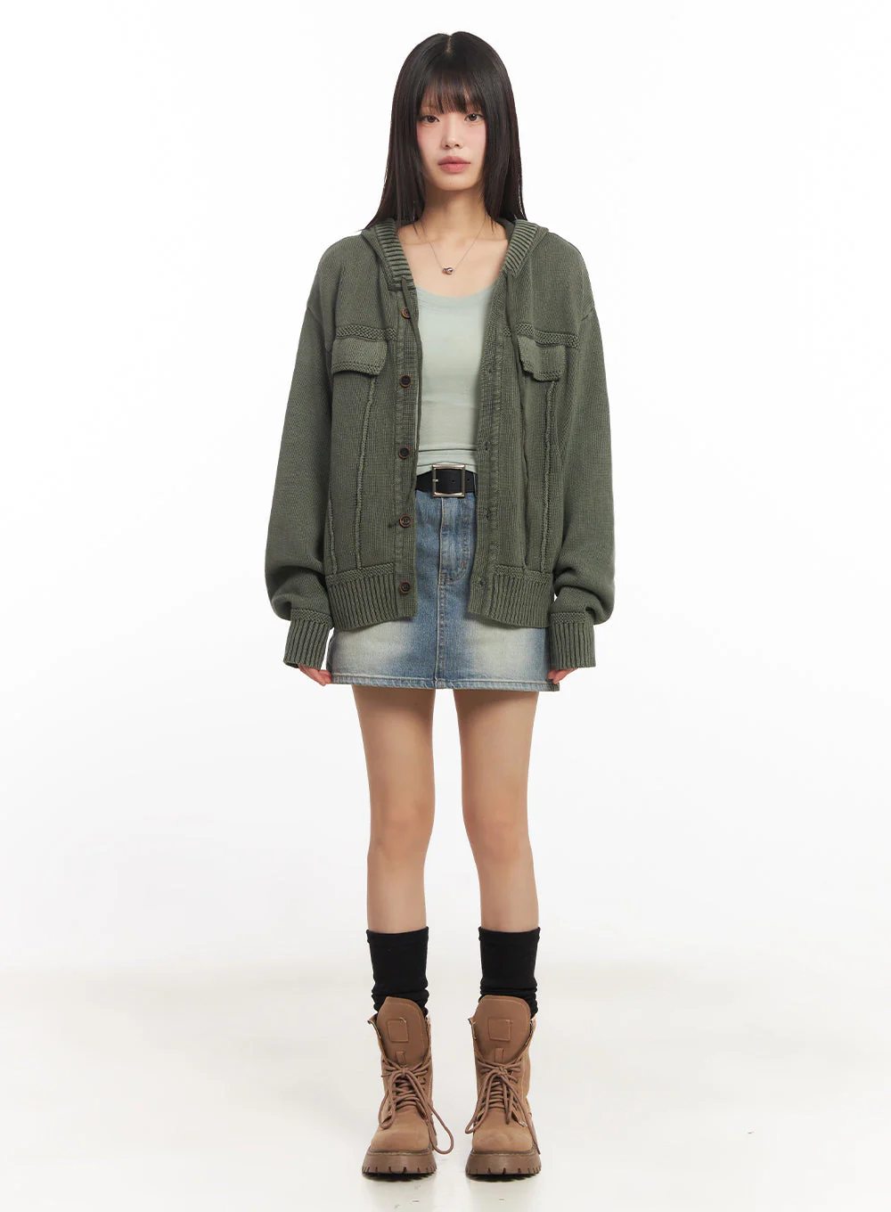 Oversized Hooded Cardigan IA528 - Image 8