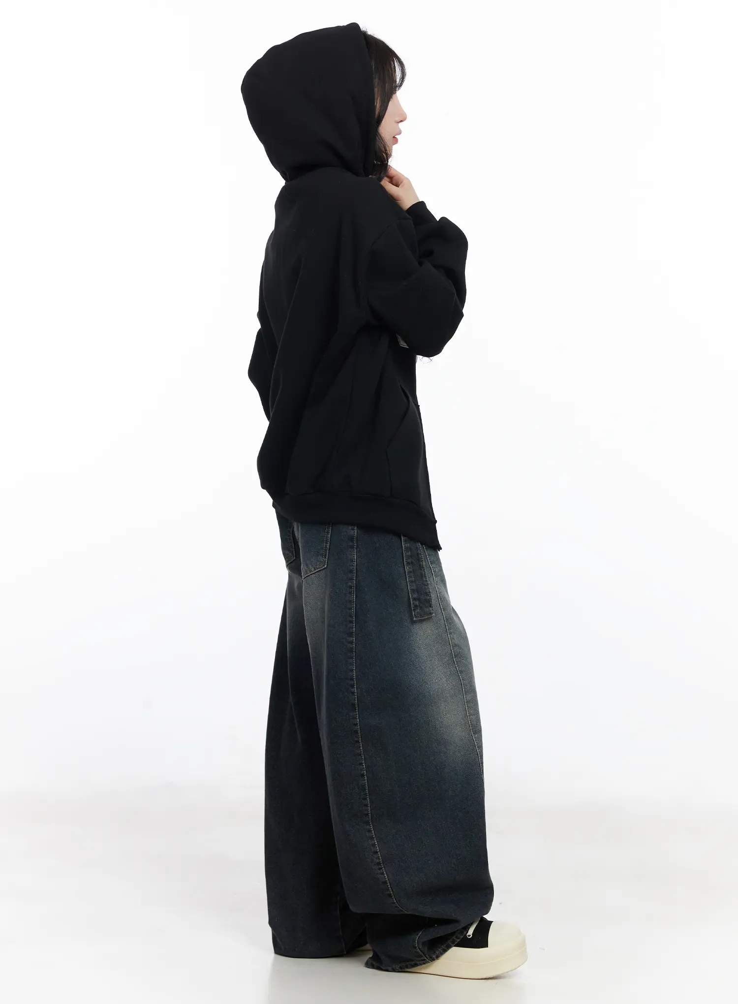 Oversized Lettering Zip-Up Hoodie CJ527 - Image 4