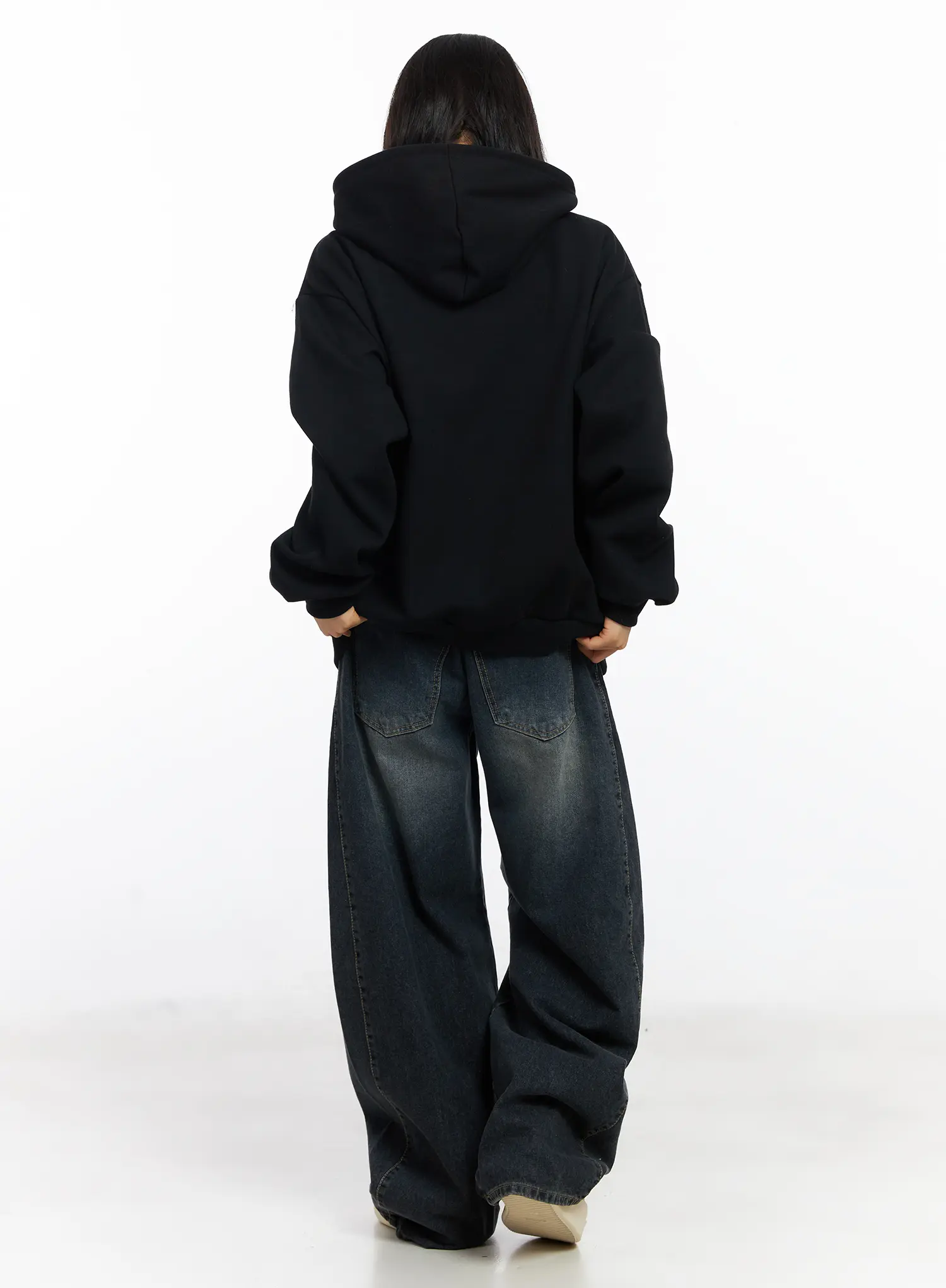 Oversized Lettering Zip-Up Hoodie CJ527 - Image 5
