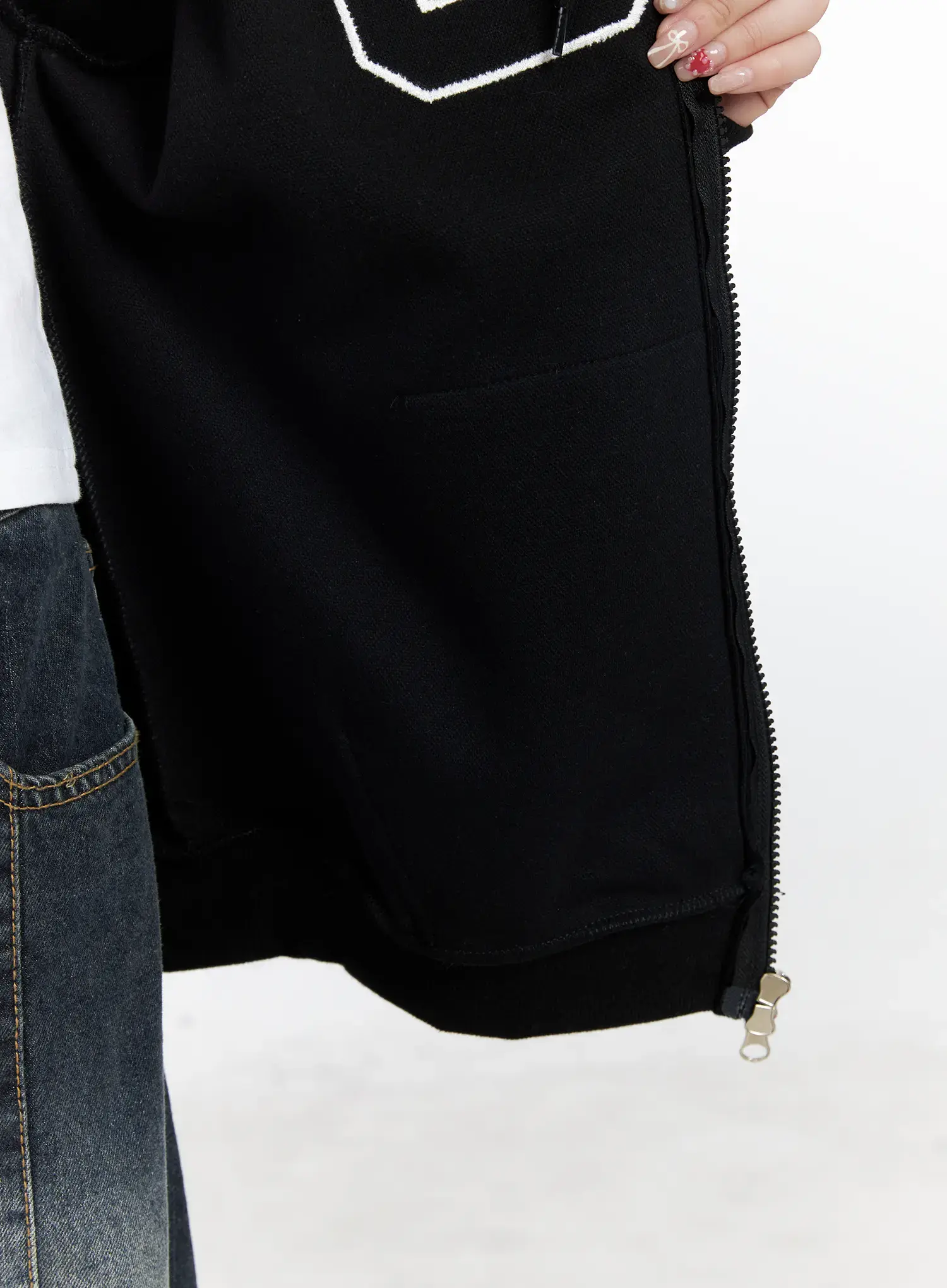 Oversized Lettering Zip-Up Hoodie CJ527 - Image 8