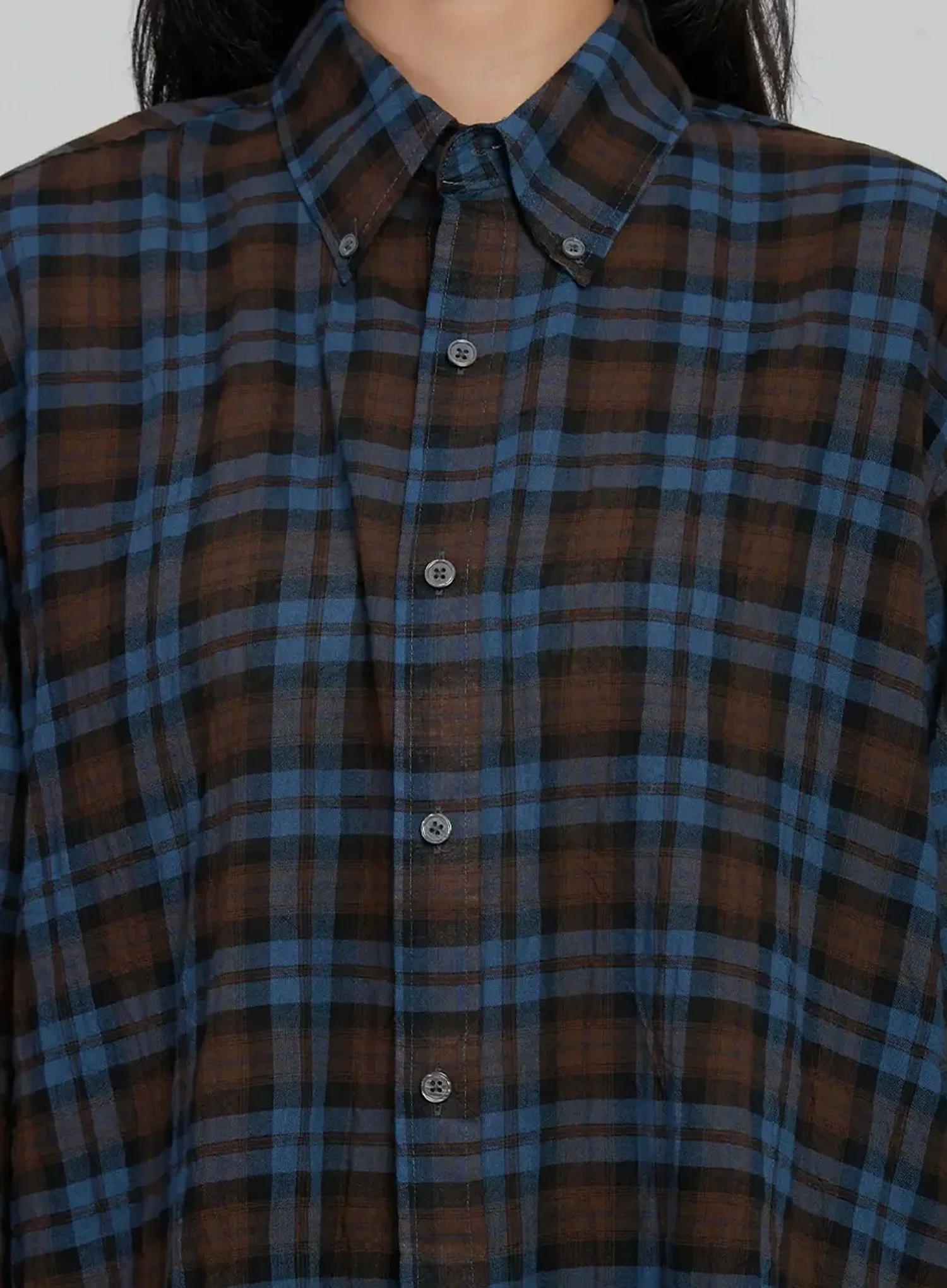 Oversized Plaid Button-Up Shirt ID504 - Image 3
