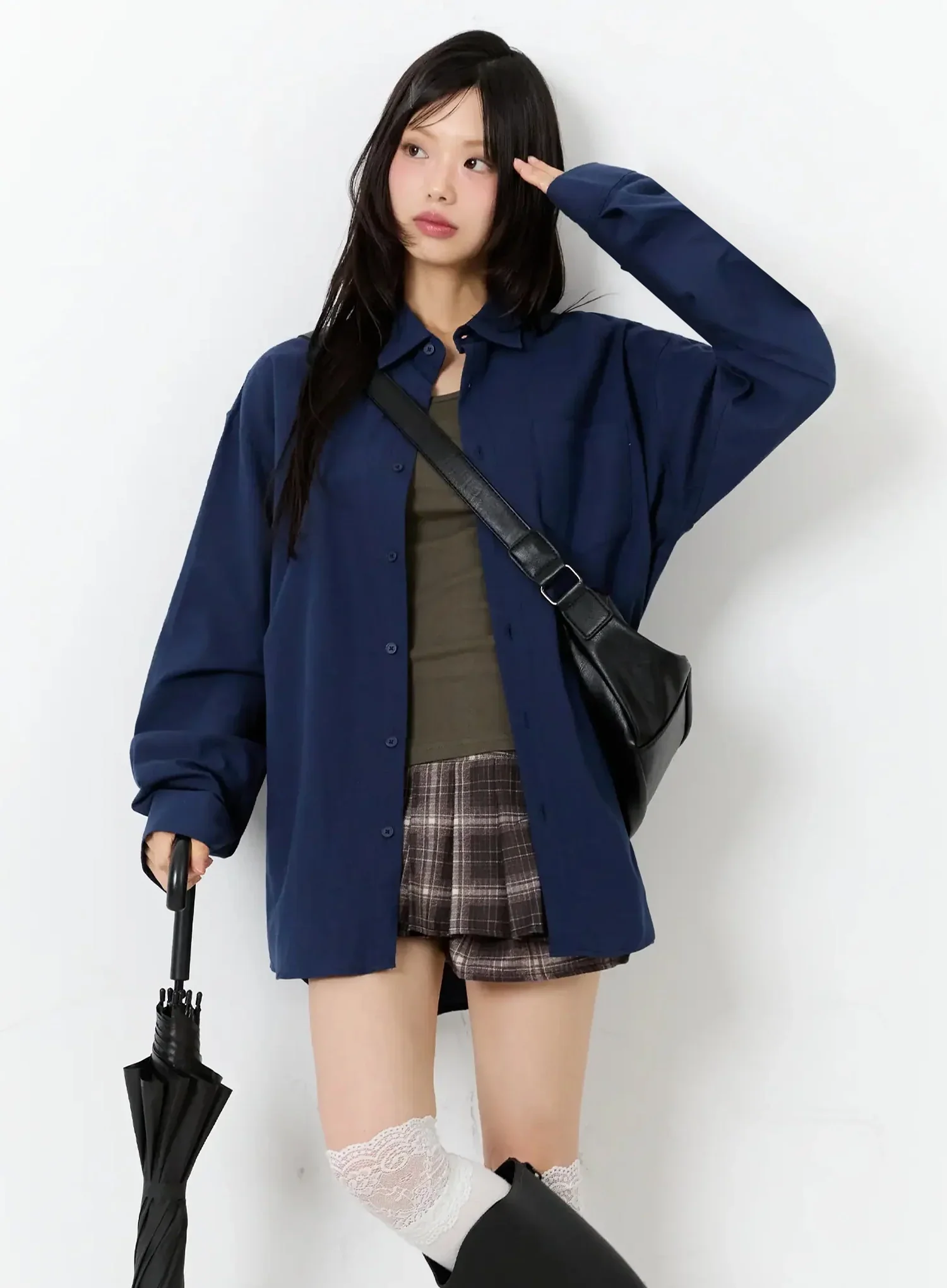 Oversized Solid Collared Shirt IU524