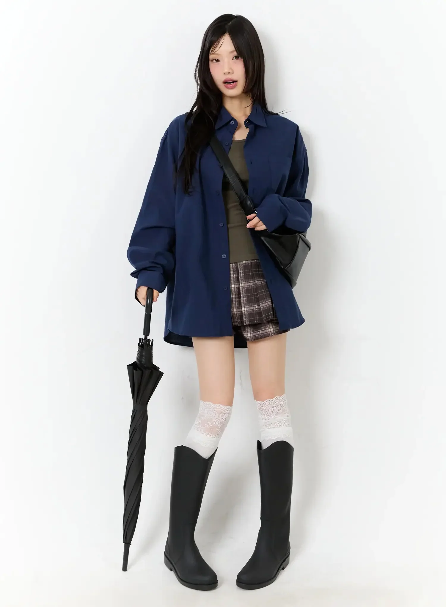 Oversized Solid Collared Shirt IU524 - Image 2