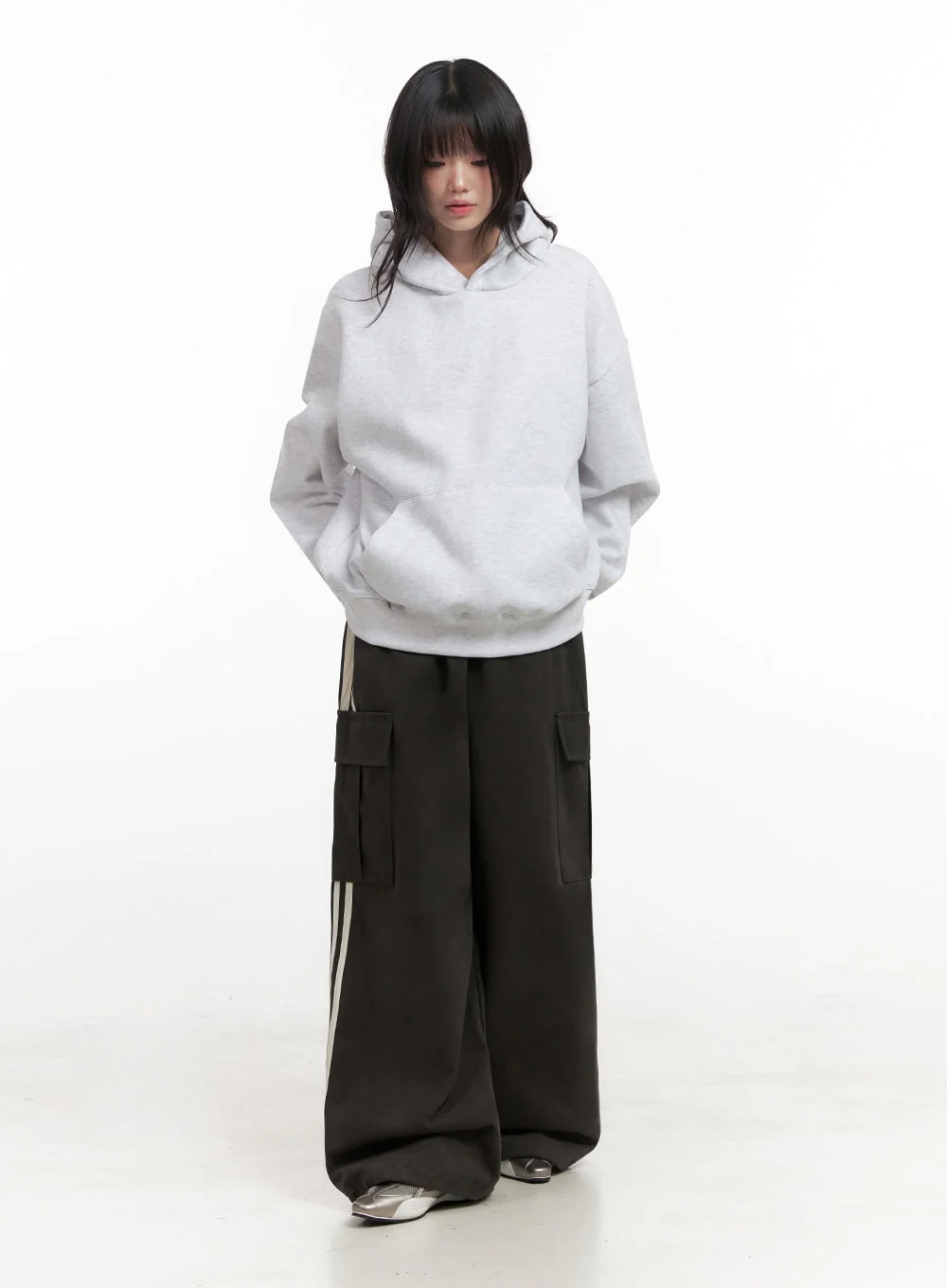 Oversized Solid Hooded Sweatshirt IN427 - Image 13