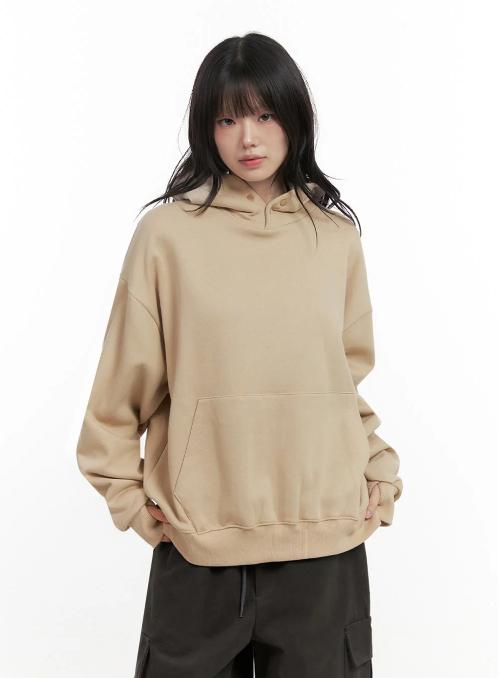 Oversized Solid Hooded Sweatshirt IN427 - Image 14