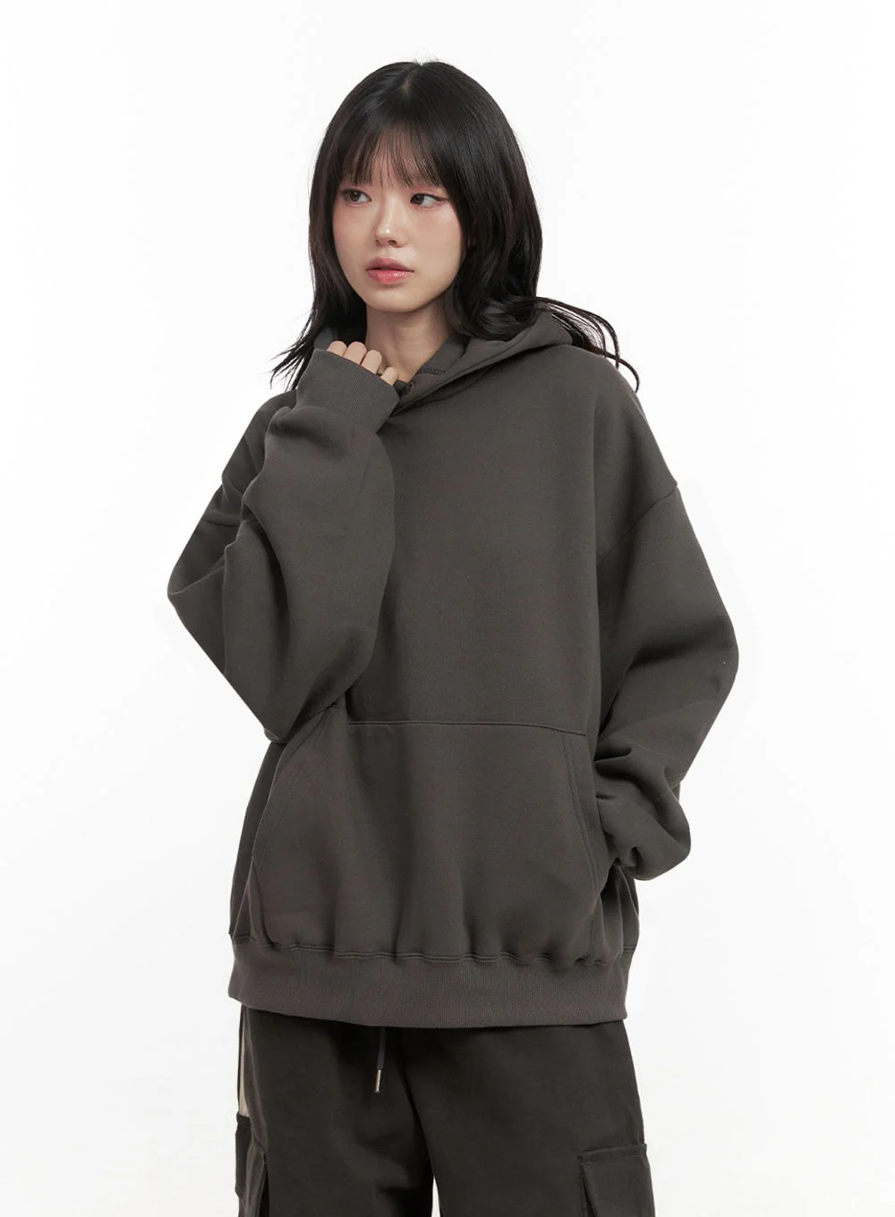 Oversized Solid Hooded Sweatshirt IN427 - Image 15