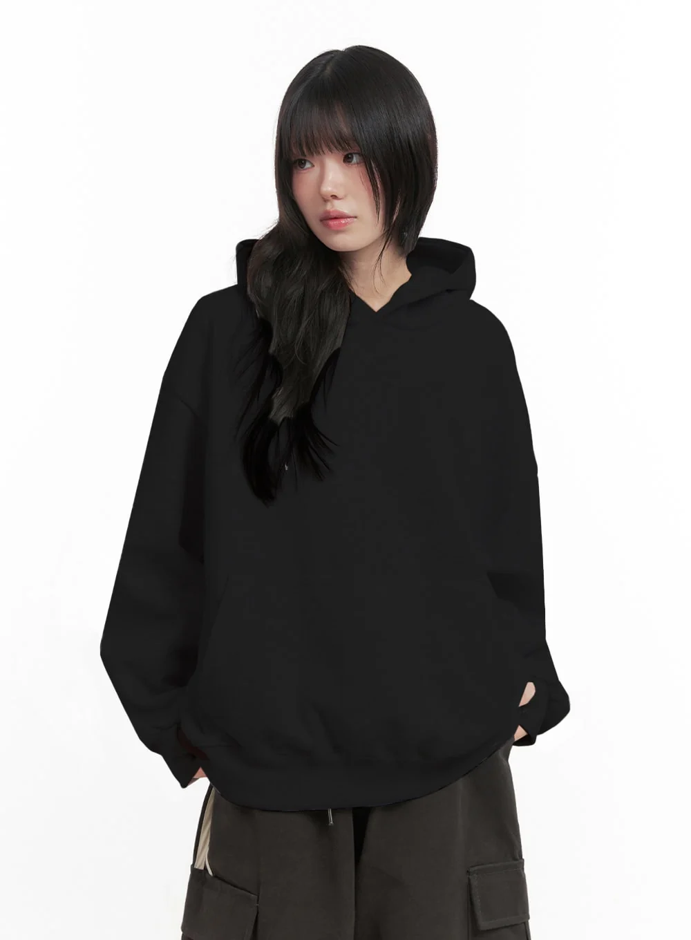 Oversized Solid Hooded Sweatshirt IN427 - Image 16