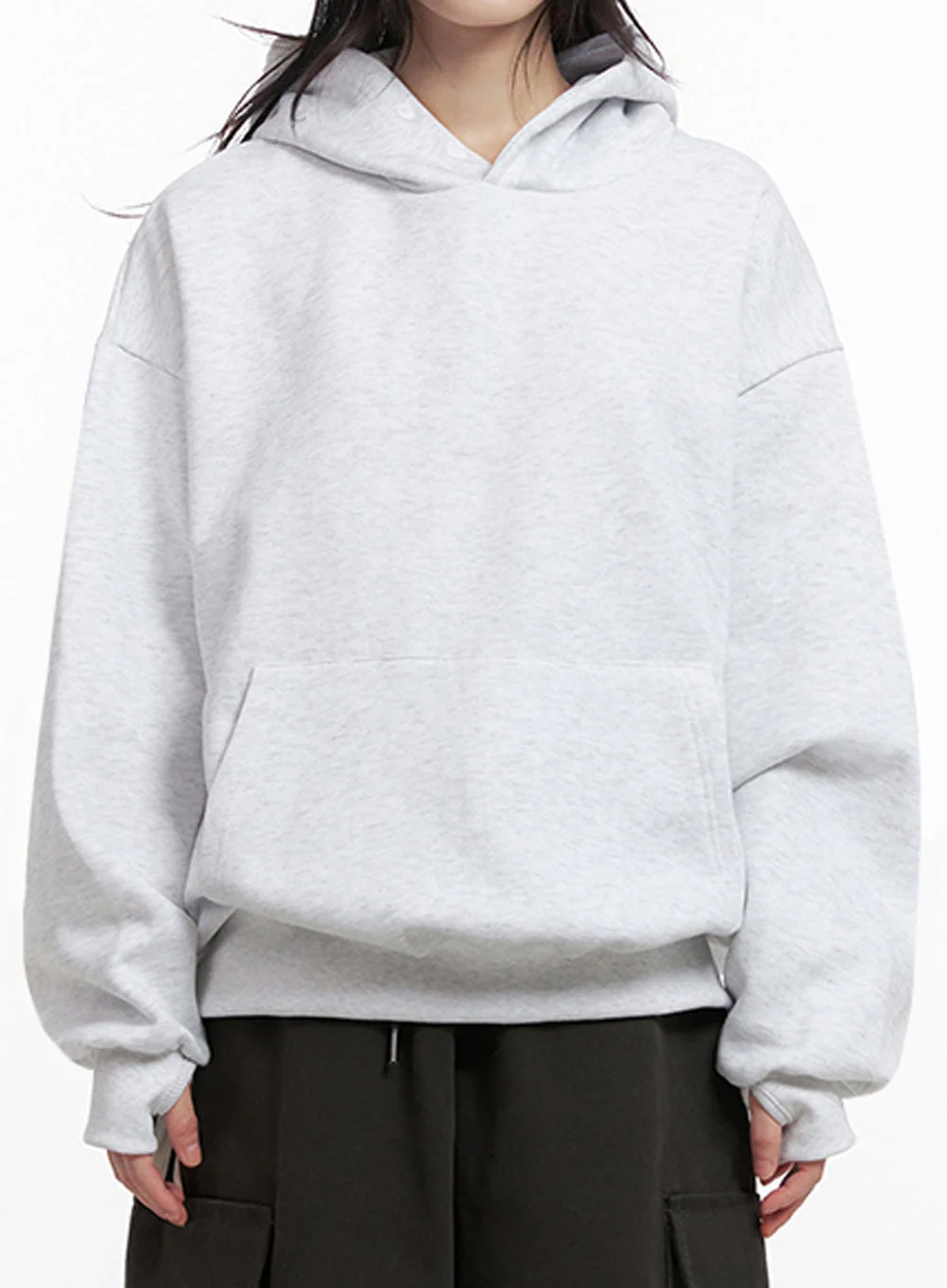 Oversized Solid Hooded Sweatshirt IN427 - Image 4