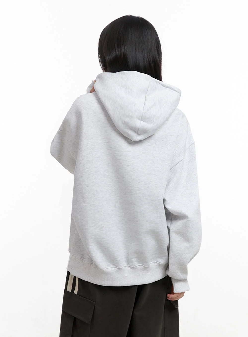 Oversized Solid Hooded Sweatshirt IN427 - Image 9