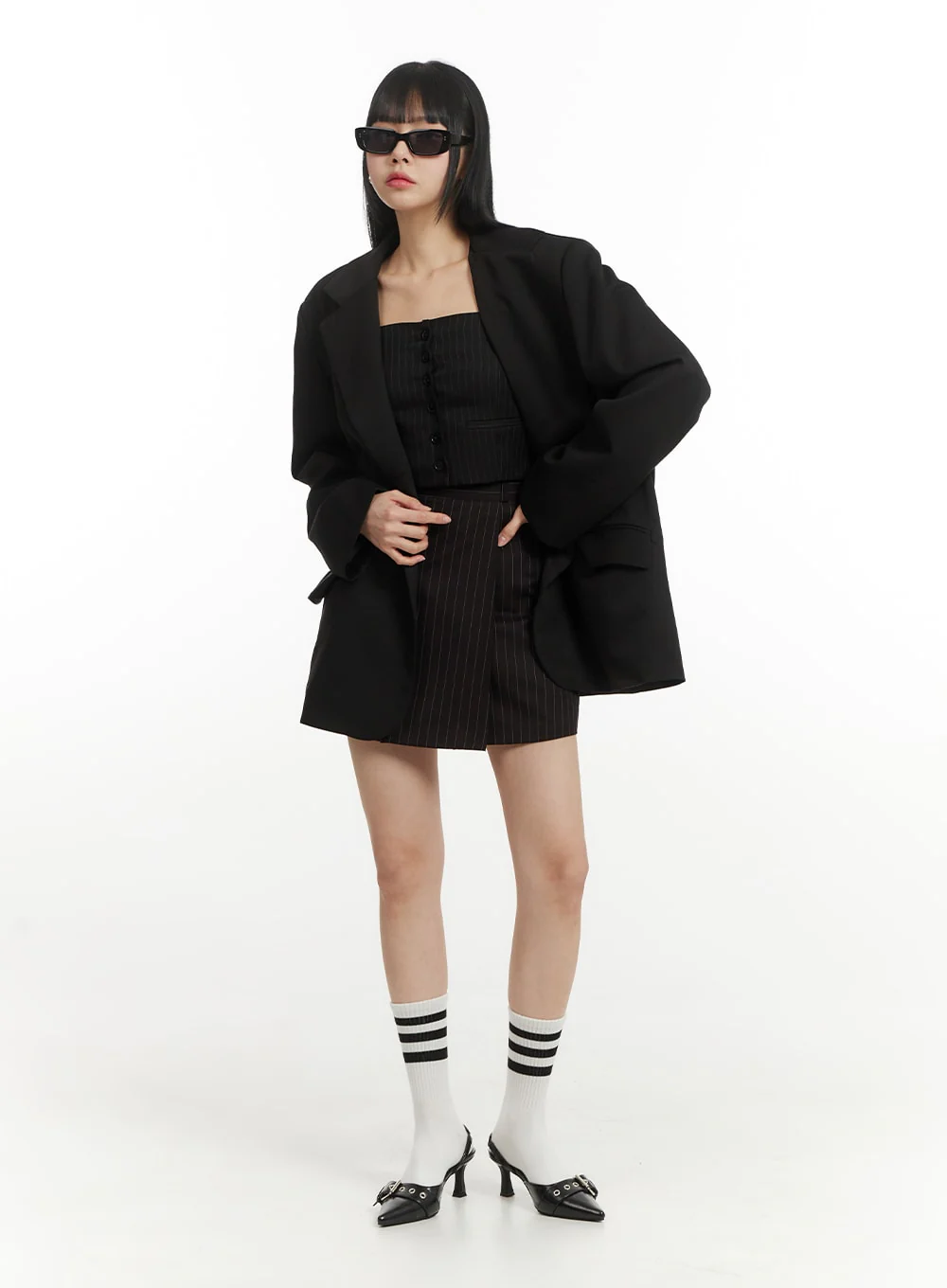 Oversized Solid Pocket Blazer IM406 - Image 5