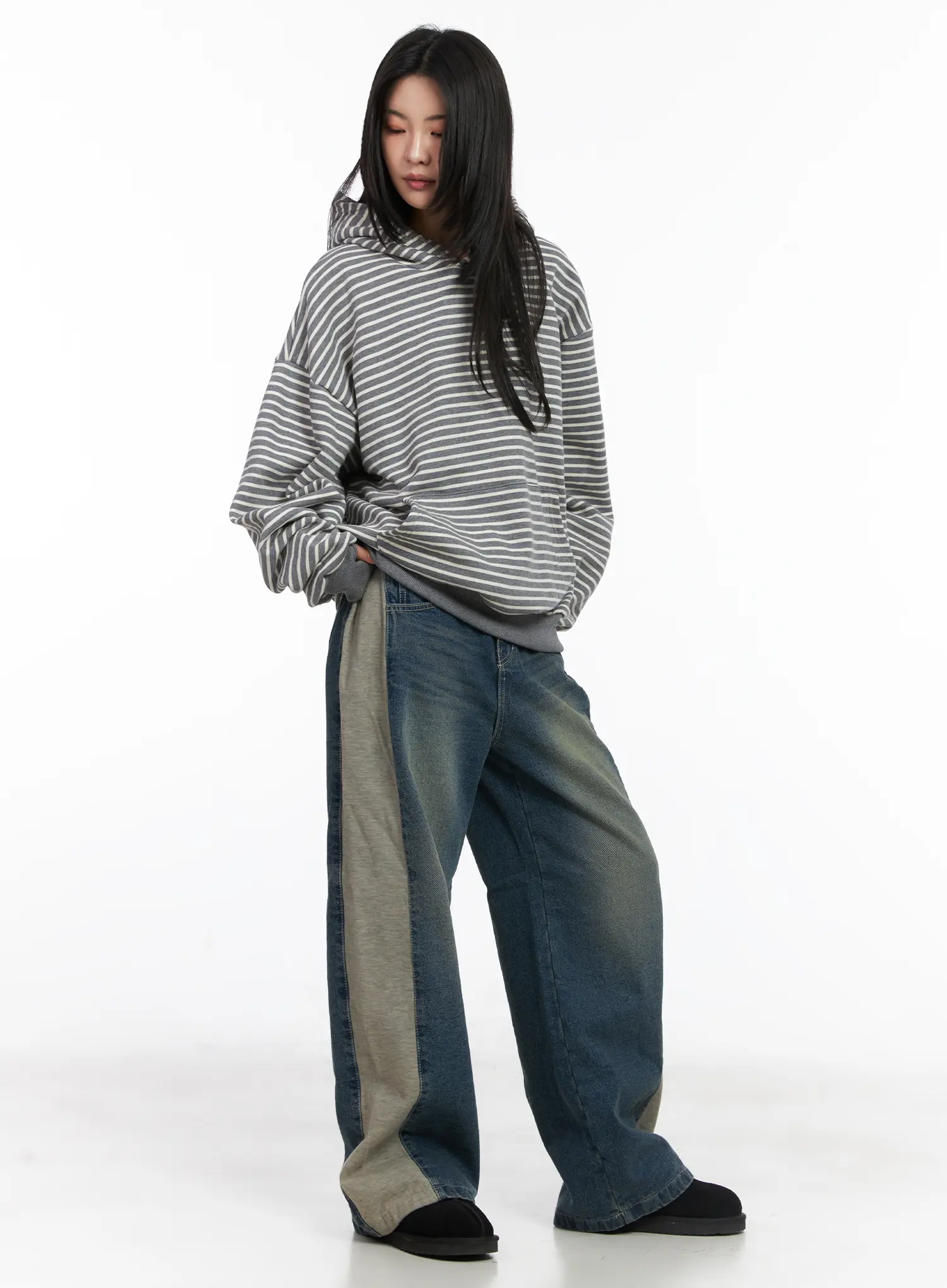 Oversized Striped Fleece Hoodie CD505 - Image 8