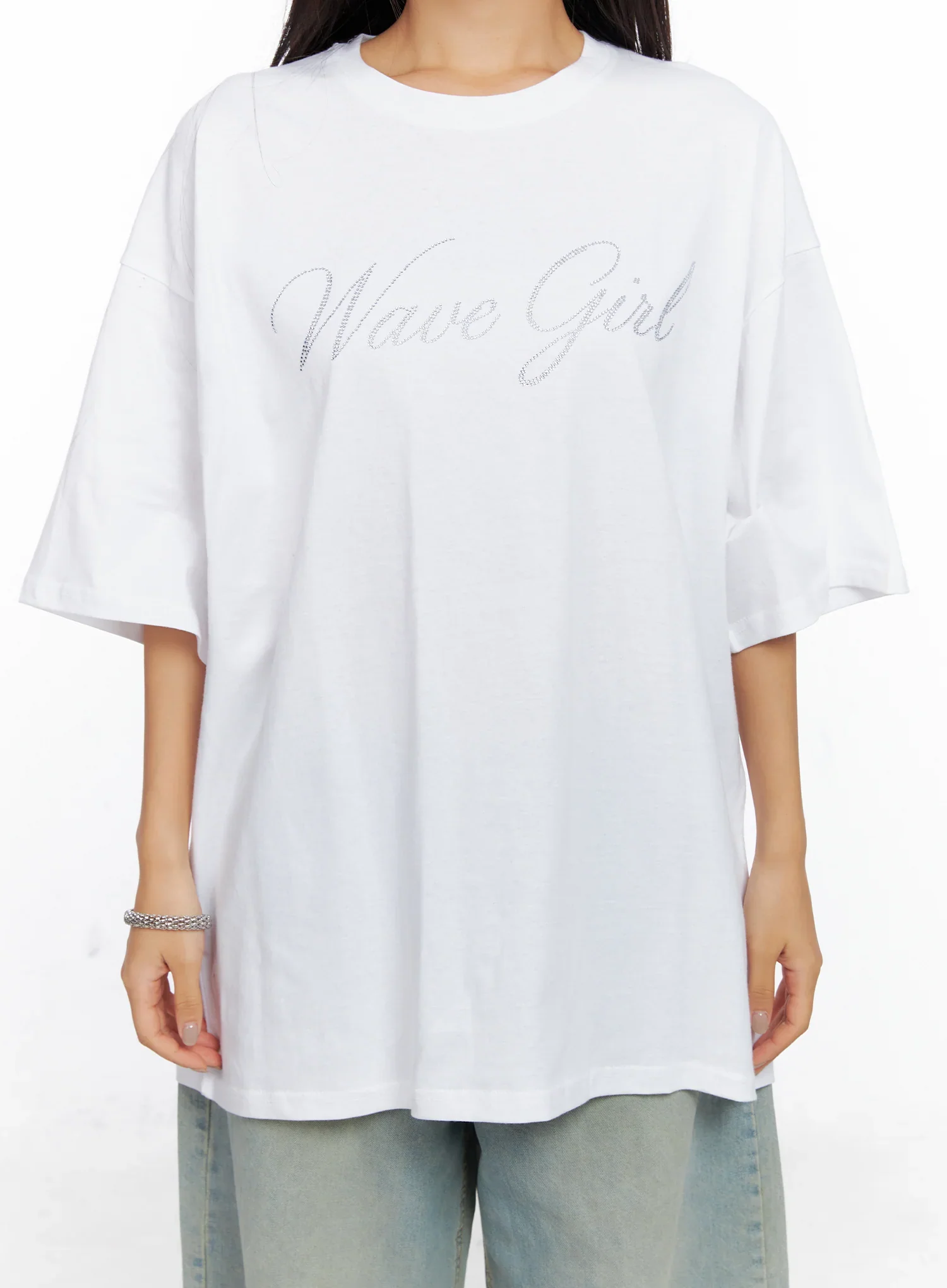 Oversized Text Print Tee CO515 - Image 3