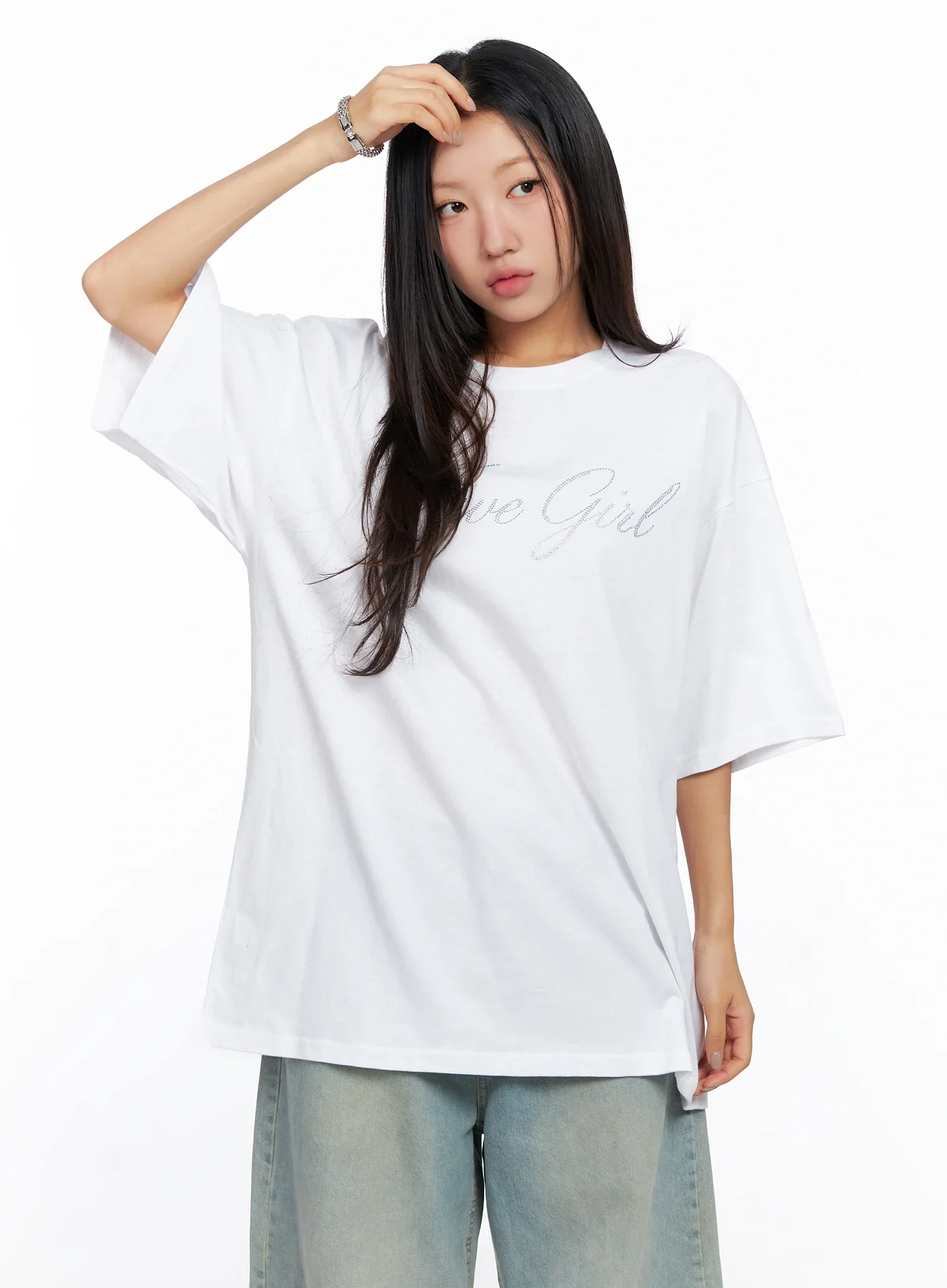 Oversized Text Print Tee CO515 - Image 4