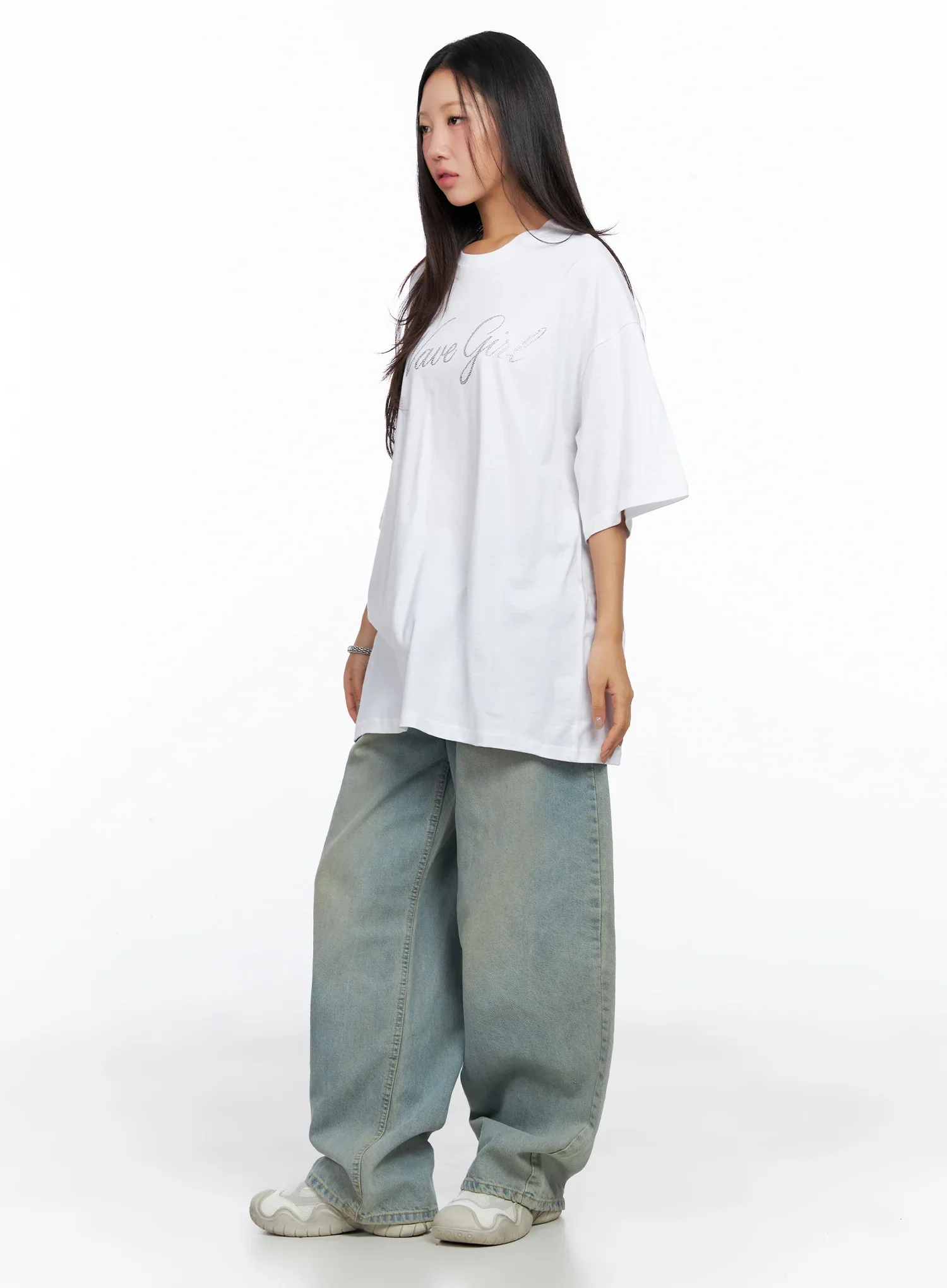 Oversized Text Print Tee CO515 - Image 5