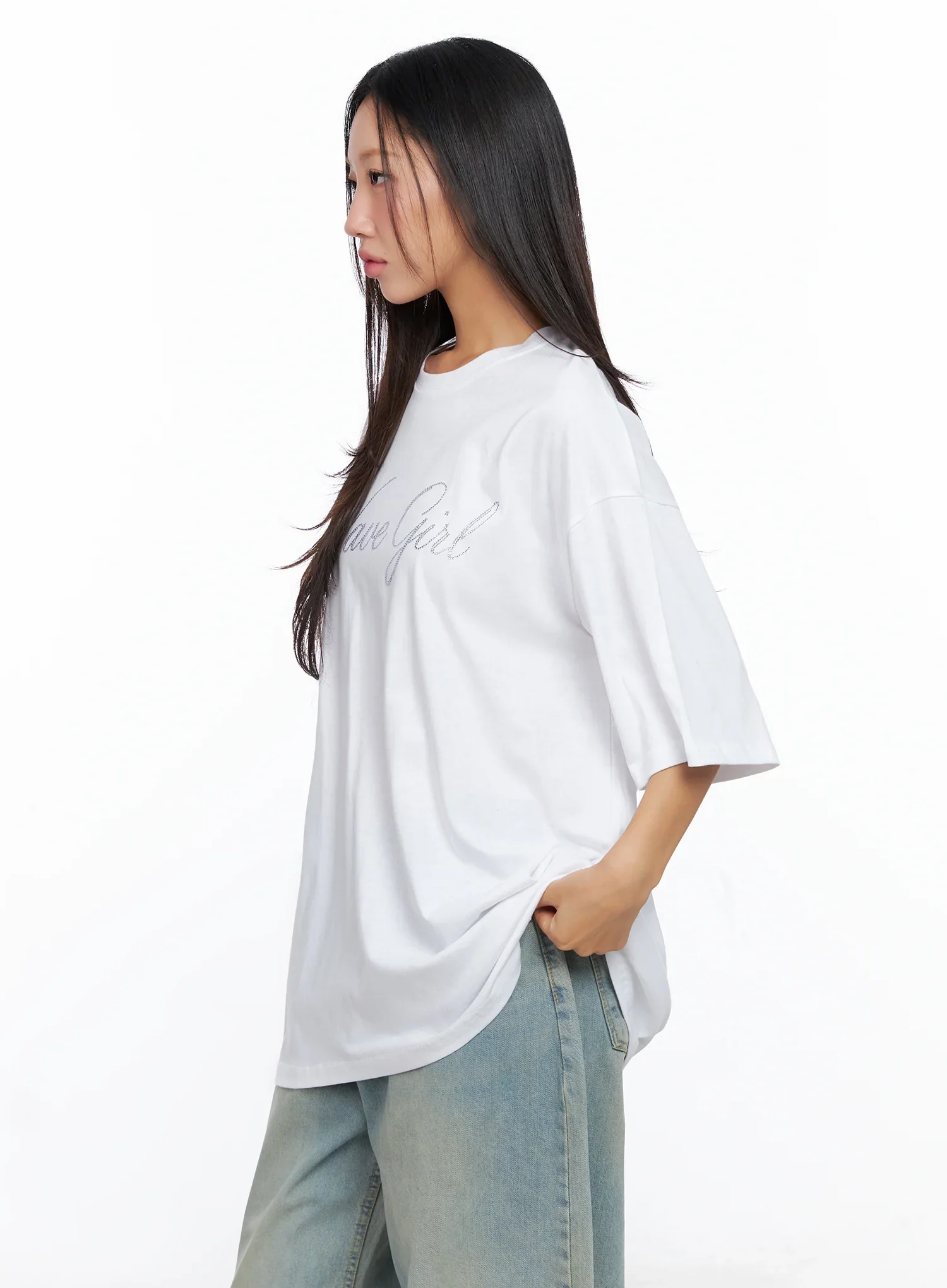 Oversized Text Print Tee CO515 - Image 6