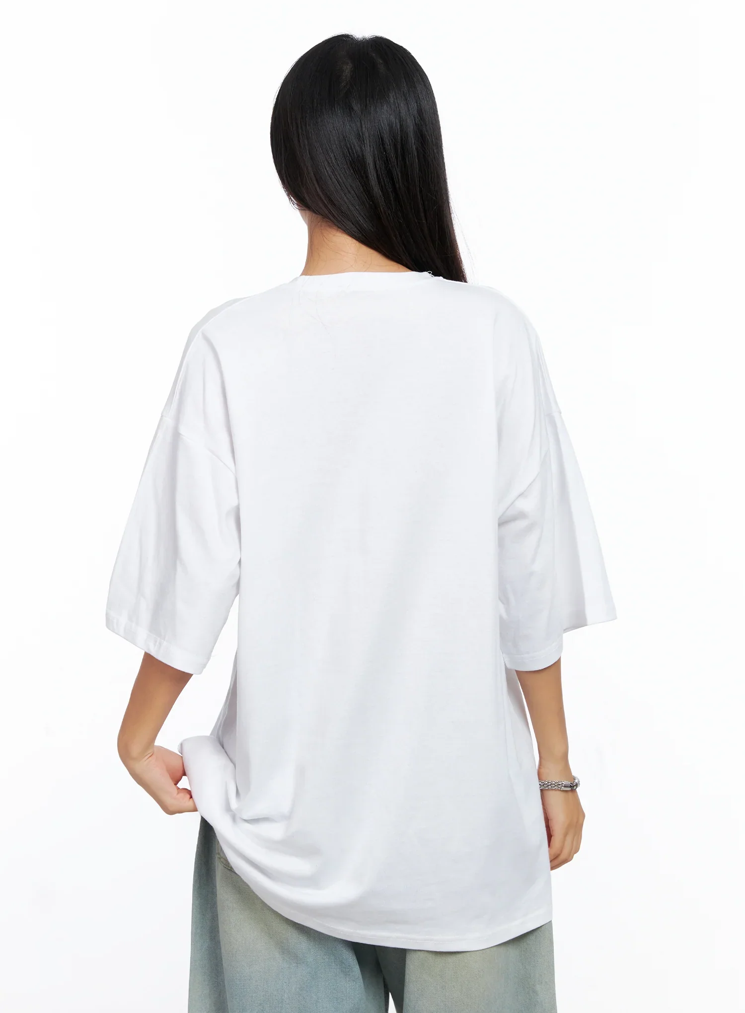 Oversized Text Print Tee CO515 - Image 7