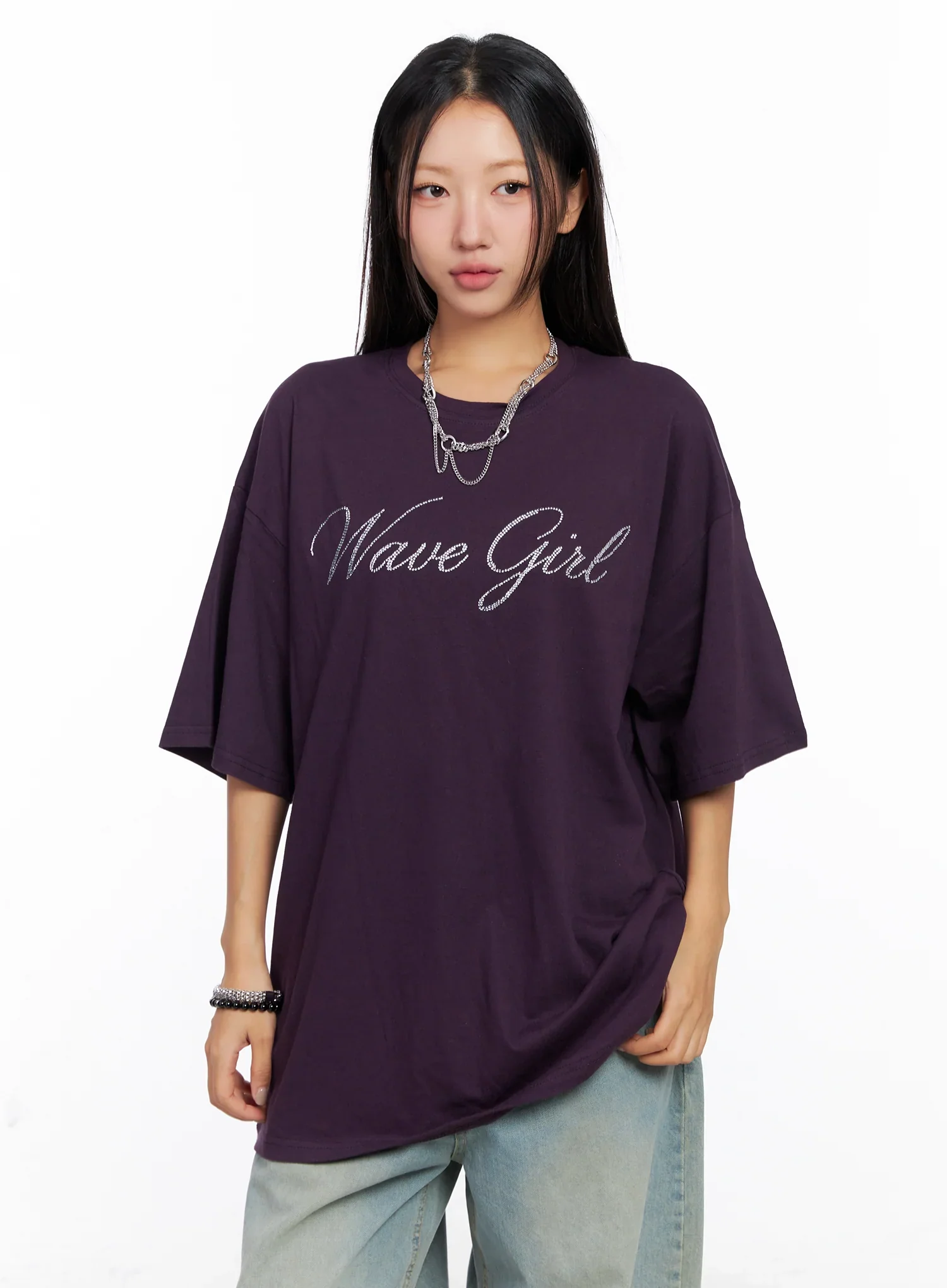 Oversized Text Print Tee CO515 - Image 8