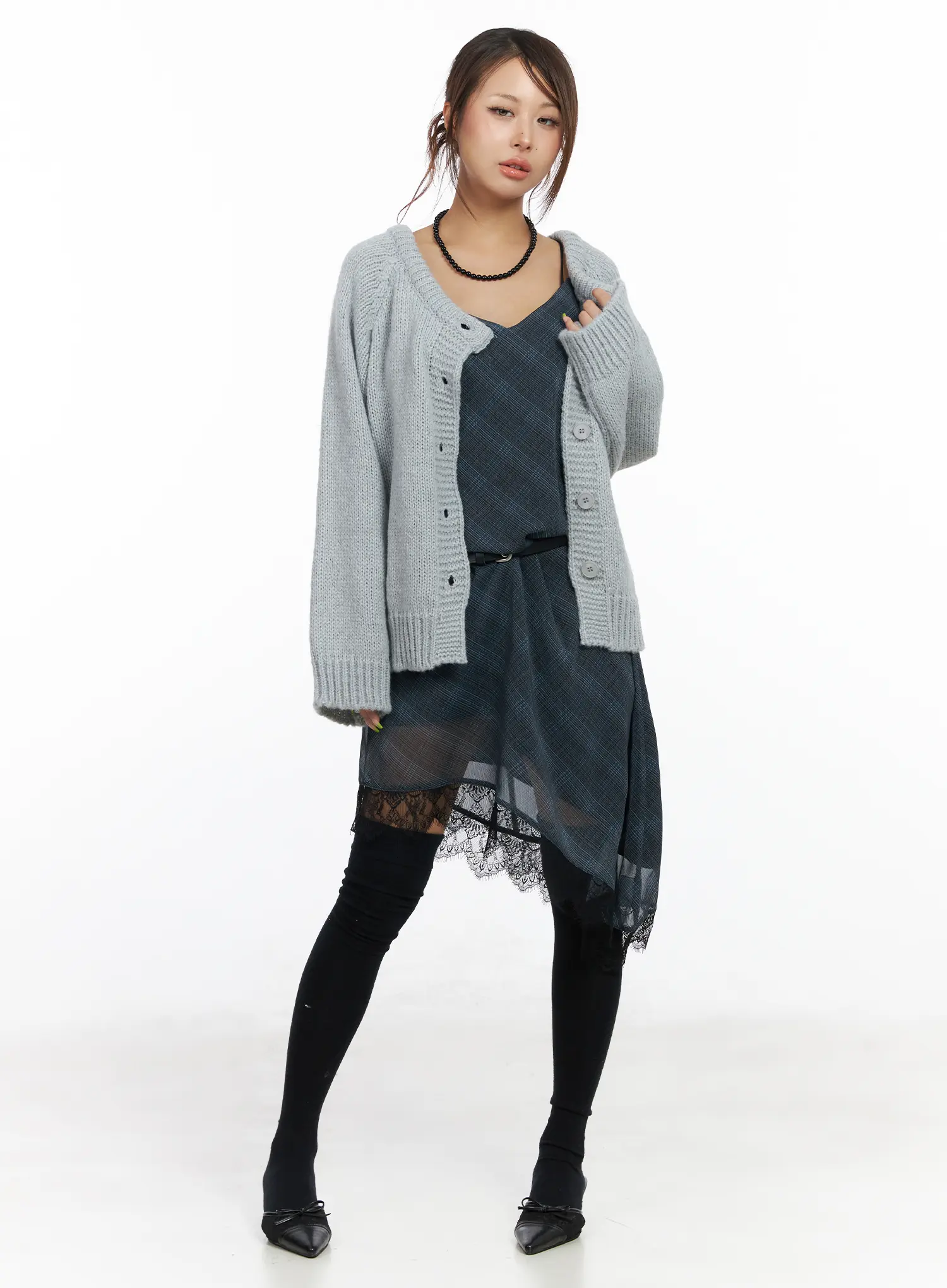 Oversized Two-Way Buttoned Cardigan CF511 - Image 4