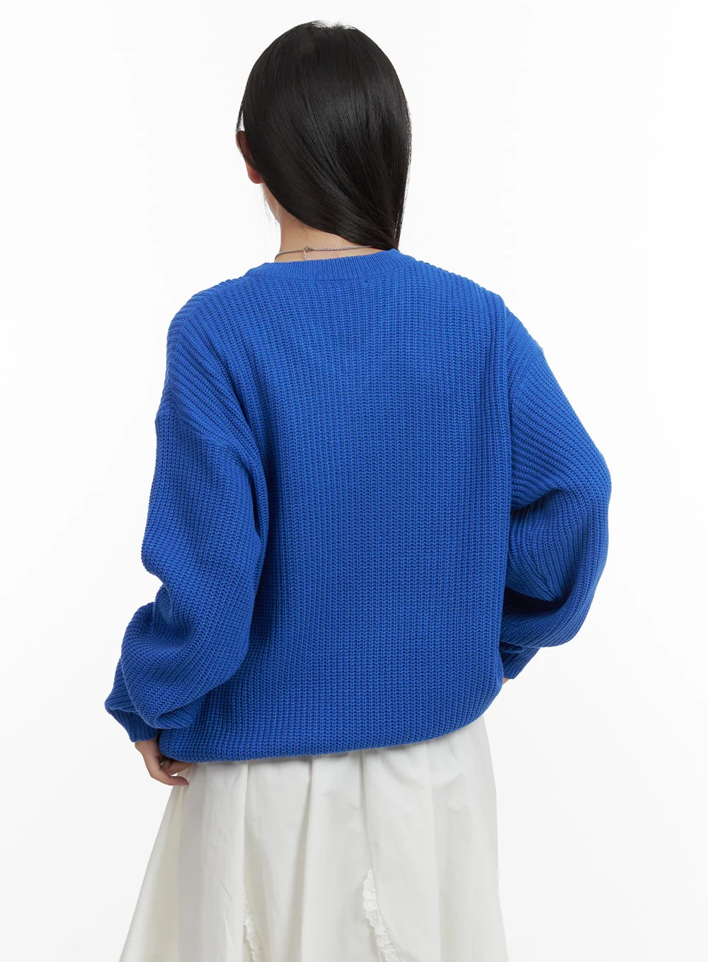 Oversized V-Neck Waffle Knit Sweater OA415 - Image 4