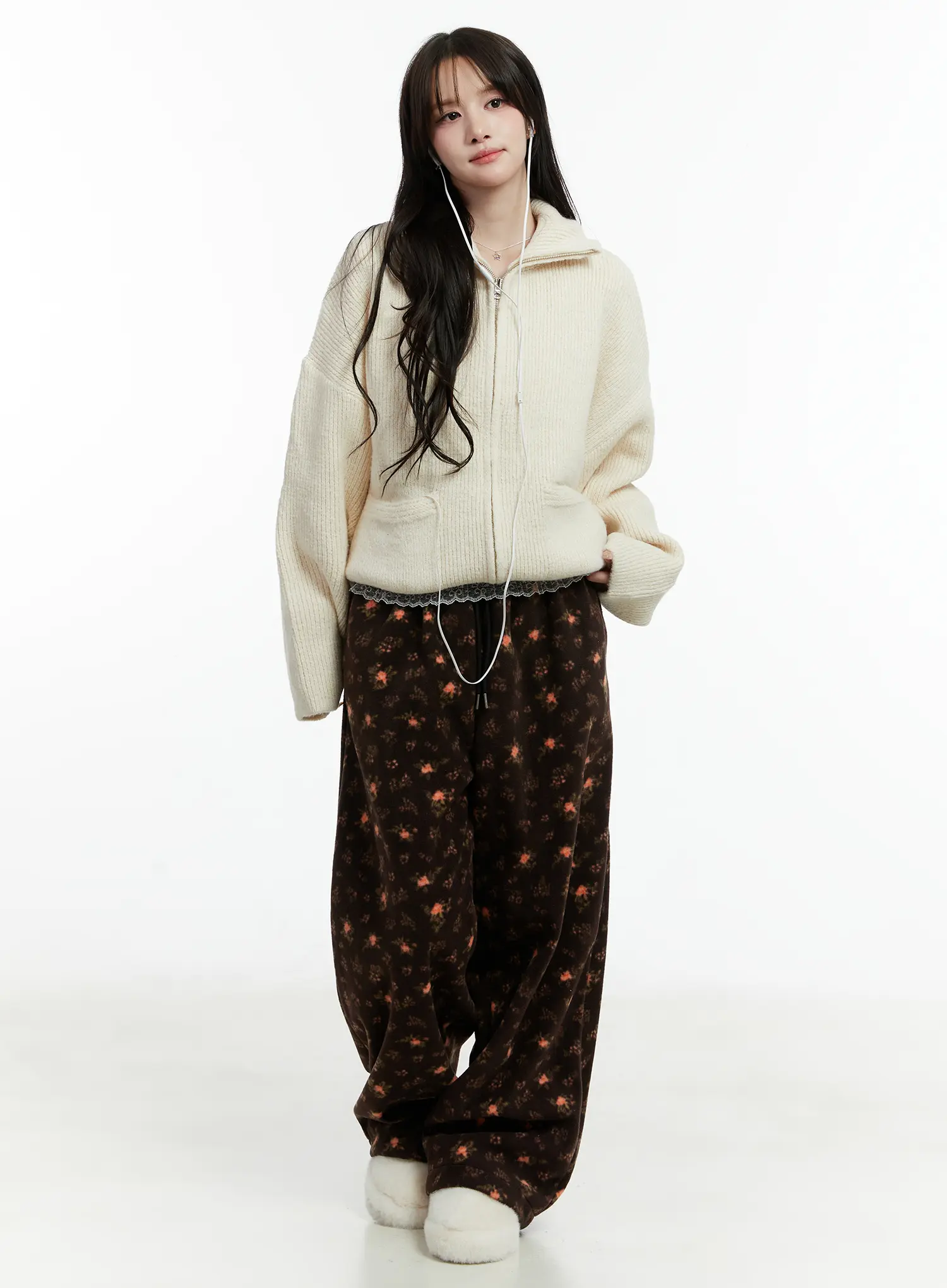 Oversized Wool-Blend Knit Zip-Up CD514 - Image 3