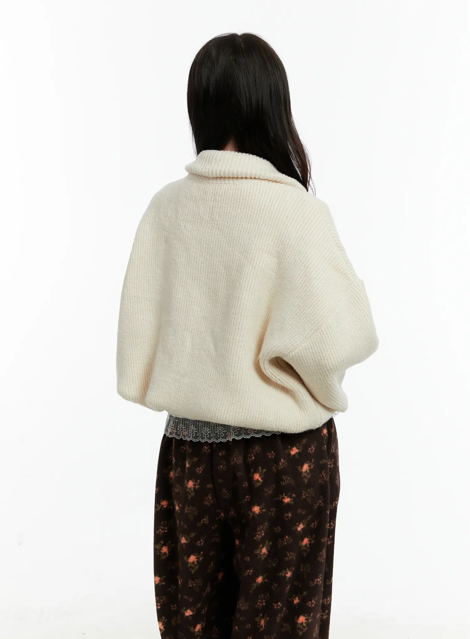 Oversized Wool-Blend Knit Zip-Up CD514 - Image 7