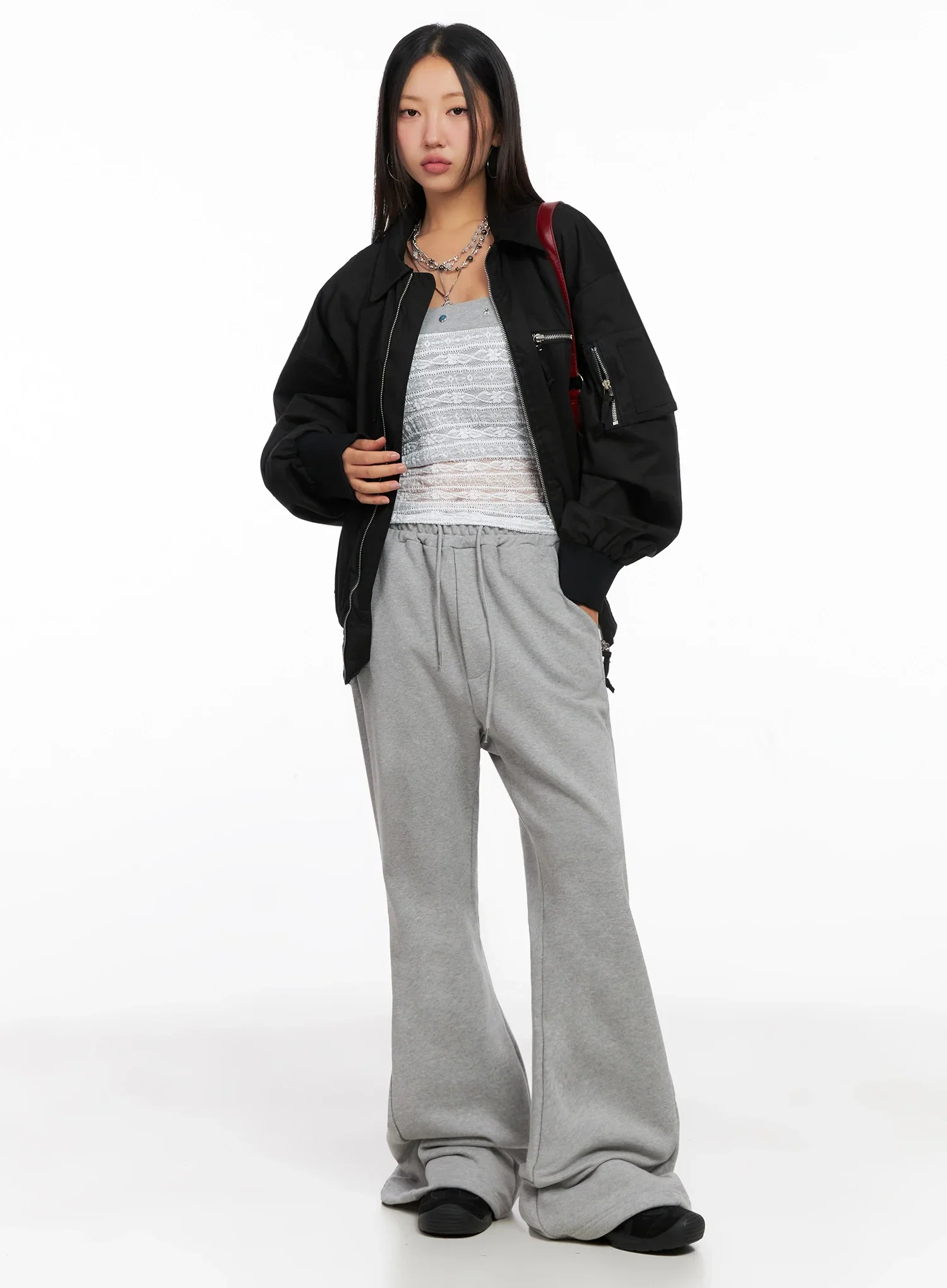 Oversized Zipper Bomber Jacket IG528 - Image 3