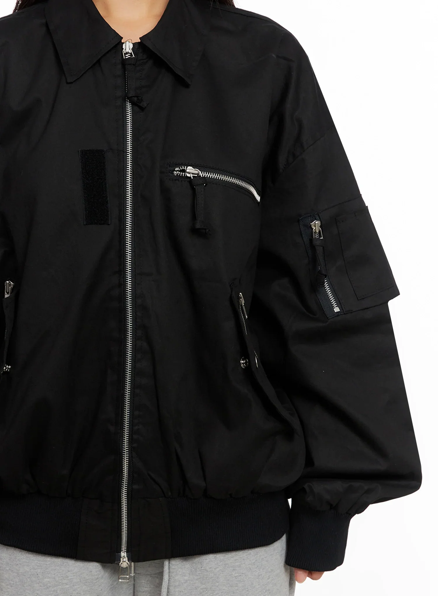 Oversized Zipper Bomber Jacket IG528 - Image 4